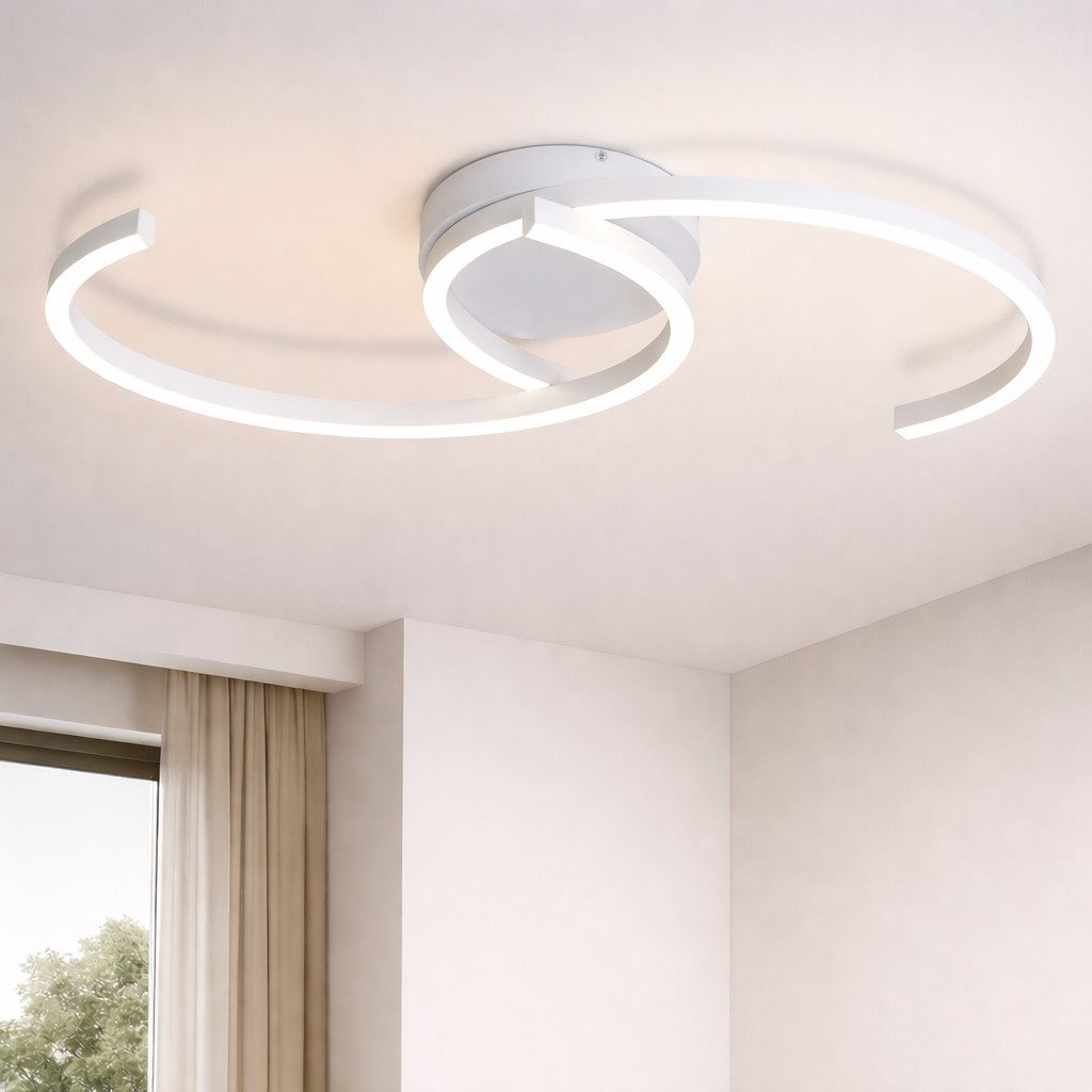 ZMH LED Deckenleuchte Wohnzimmer 24W Deckenlampe Modern 3000K für Flur Küche, Augenschutz, Einfache Installtion, LED fest integriert, Warmweiß, Küchenlampe 330° Drehbarer Weiß Esszimmer