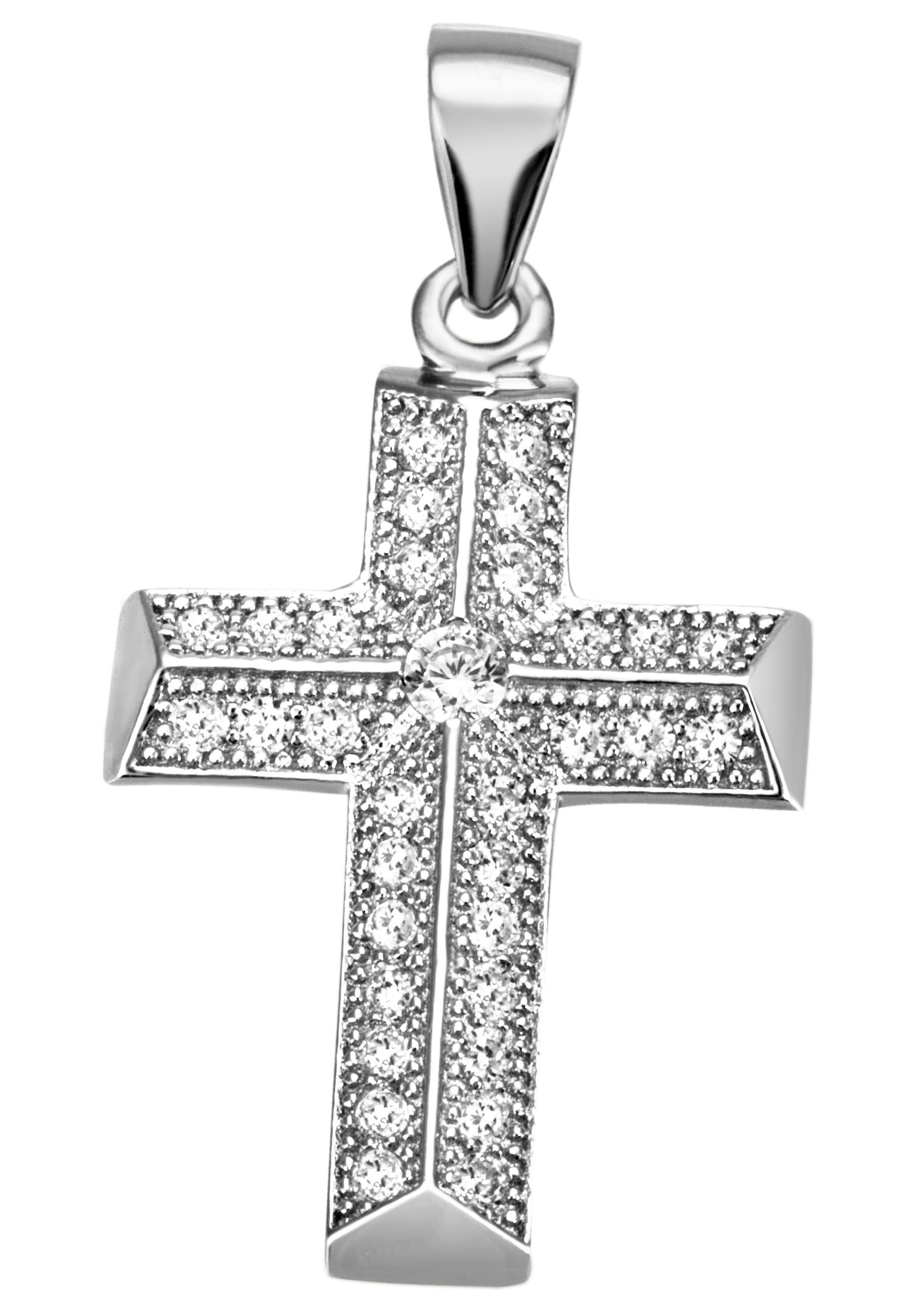 Firetti Kettenanhänger Schmuck Geschenk Silber 925 Halsschmuck Anhänger Kreuz, mit Zirkonia (synth)