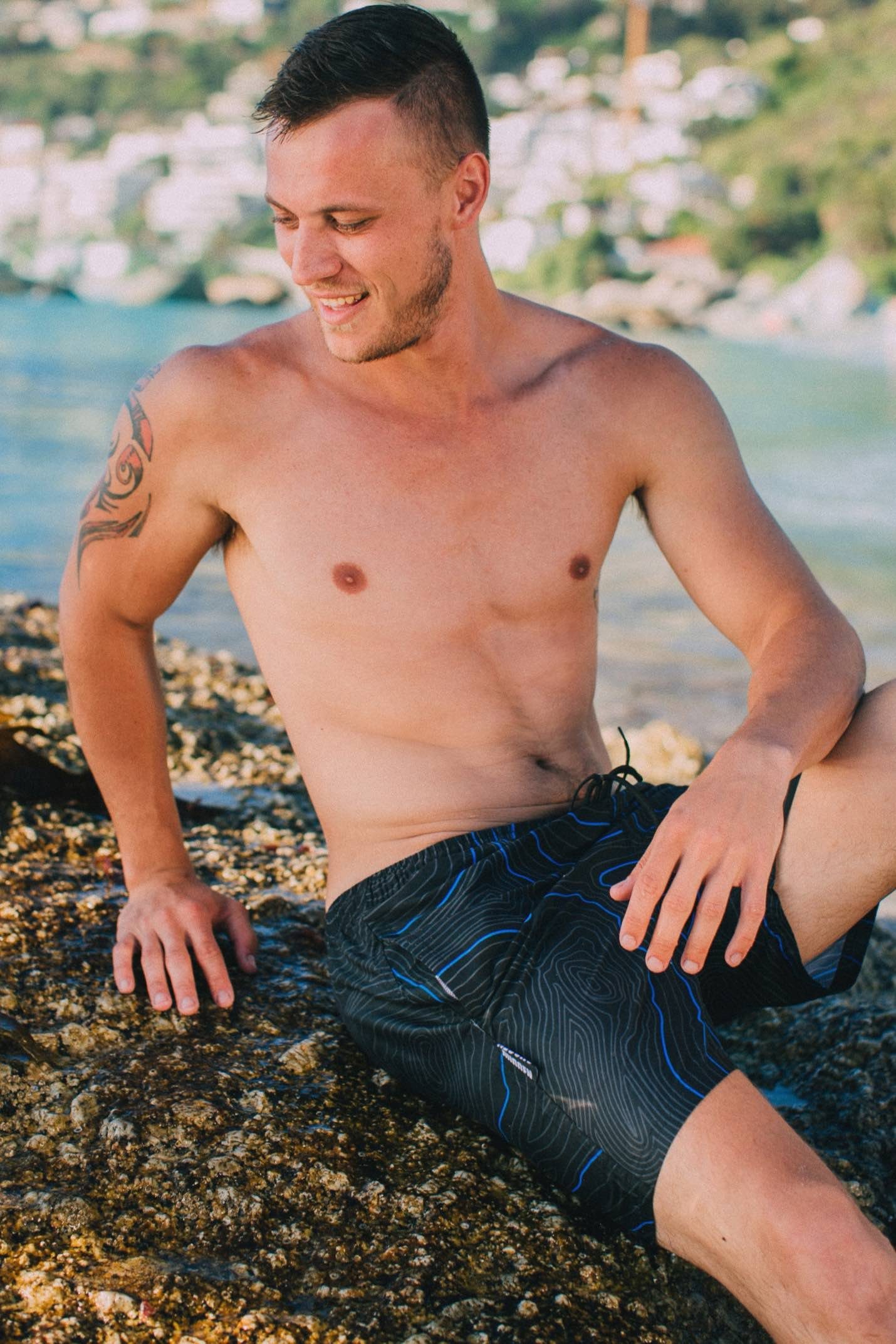 GUGGEN Mountain Badehose Herren Badehosen Badeshorts Männer Boardshort Schnelltrocknend 2335 Badeshorts, Badehose für Herren mit Gummizug und Innenslip – Bild 4 von 5