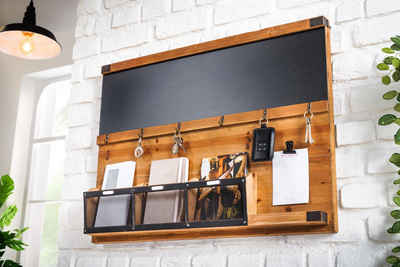 riess-ambiente Wandboard HERITAGE 80cm natur, 1-tlg., Flur · Holz · Schlüsselbrett · 6 Haken · Kreidetafel