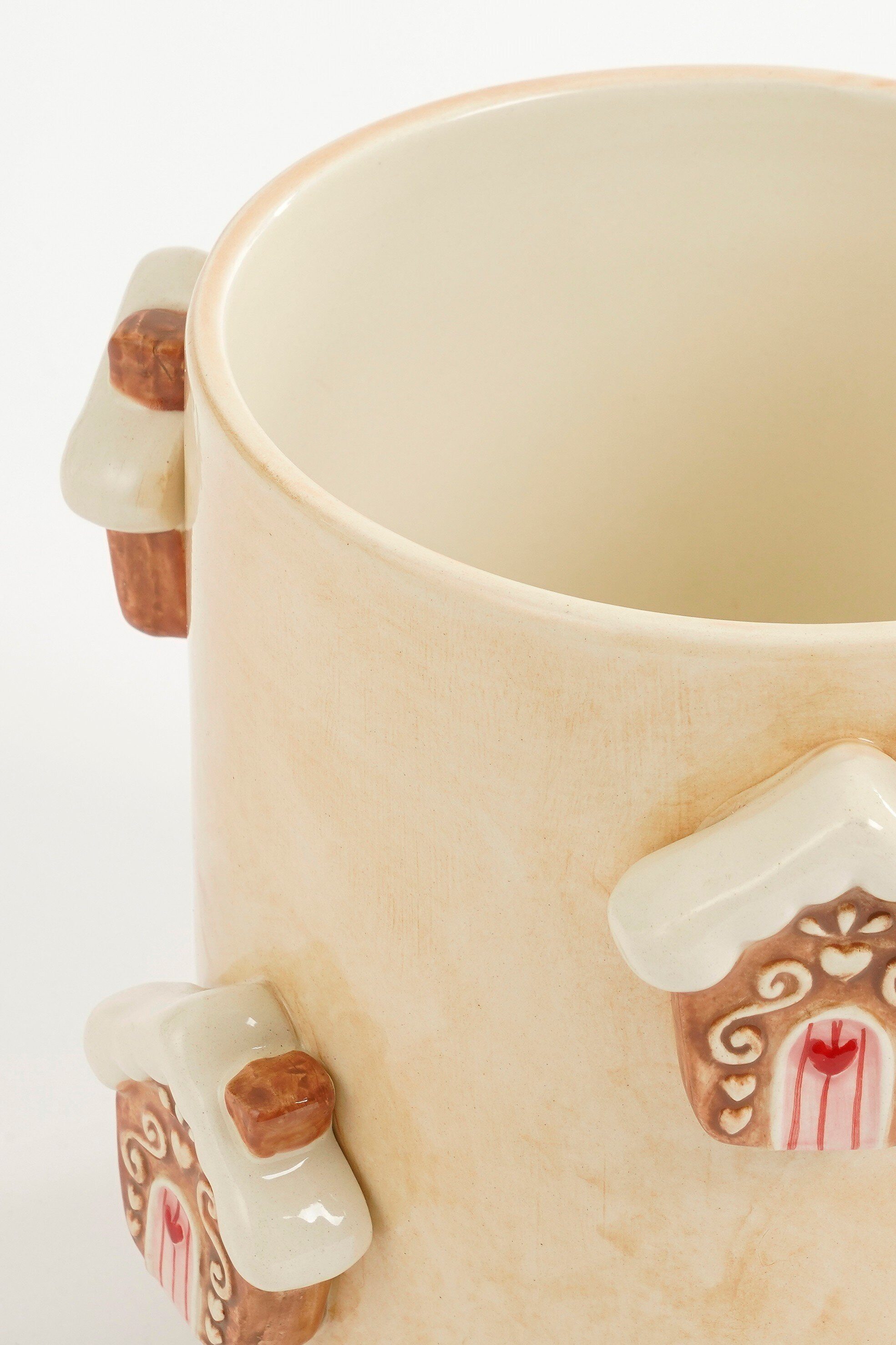 Mica Decorations Blumentopf Mica Decorations Topf Pfefferkuchen Haus off white Sortiment 2 - h15xd