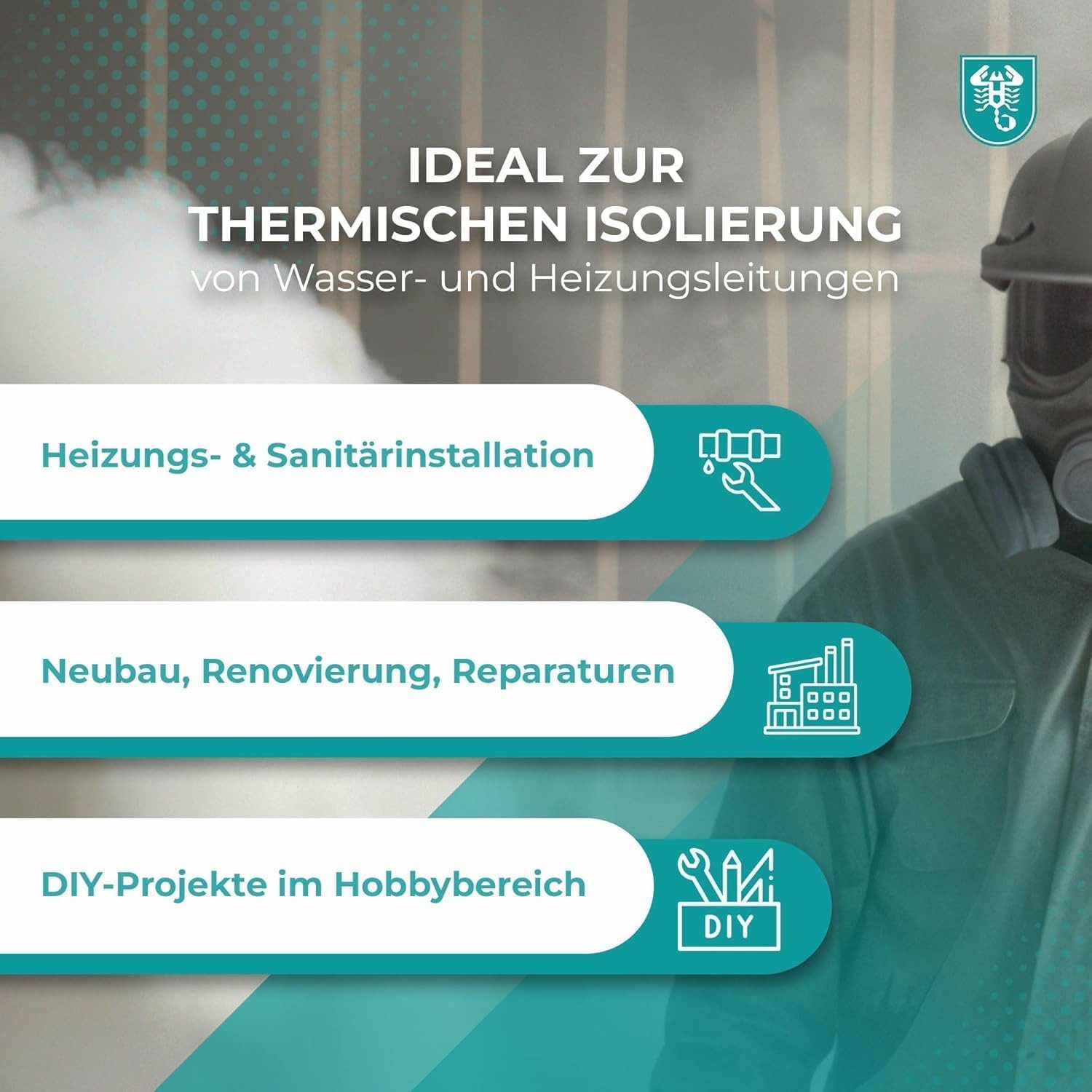 Scorprotect® Steinwolle PE Rohrisolierung angeschlitzt 1 m Farbe grau – Bild 4 von 5