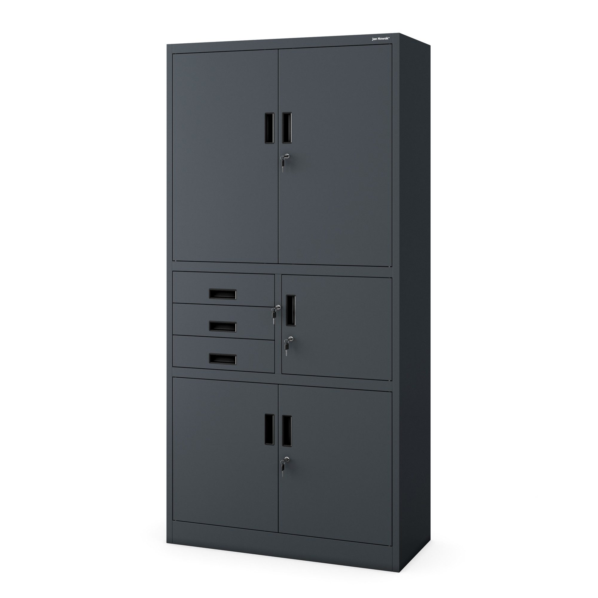 Jan Nowak Aktenschrank Metall Büroschrank mit Tresor 90 cm FILIP II Schubladen Stahl (Safe Aktenschrank Büro Kanzlei Praxis Schloss 2 Schlüssel, Stahl 0,6 mm 185 x 90 x 45 cm Wandmontage robust langlebig) Tresor abschließbar pulverbeschichtet 10 Farben