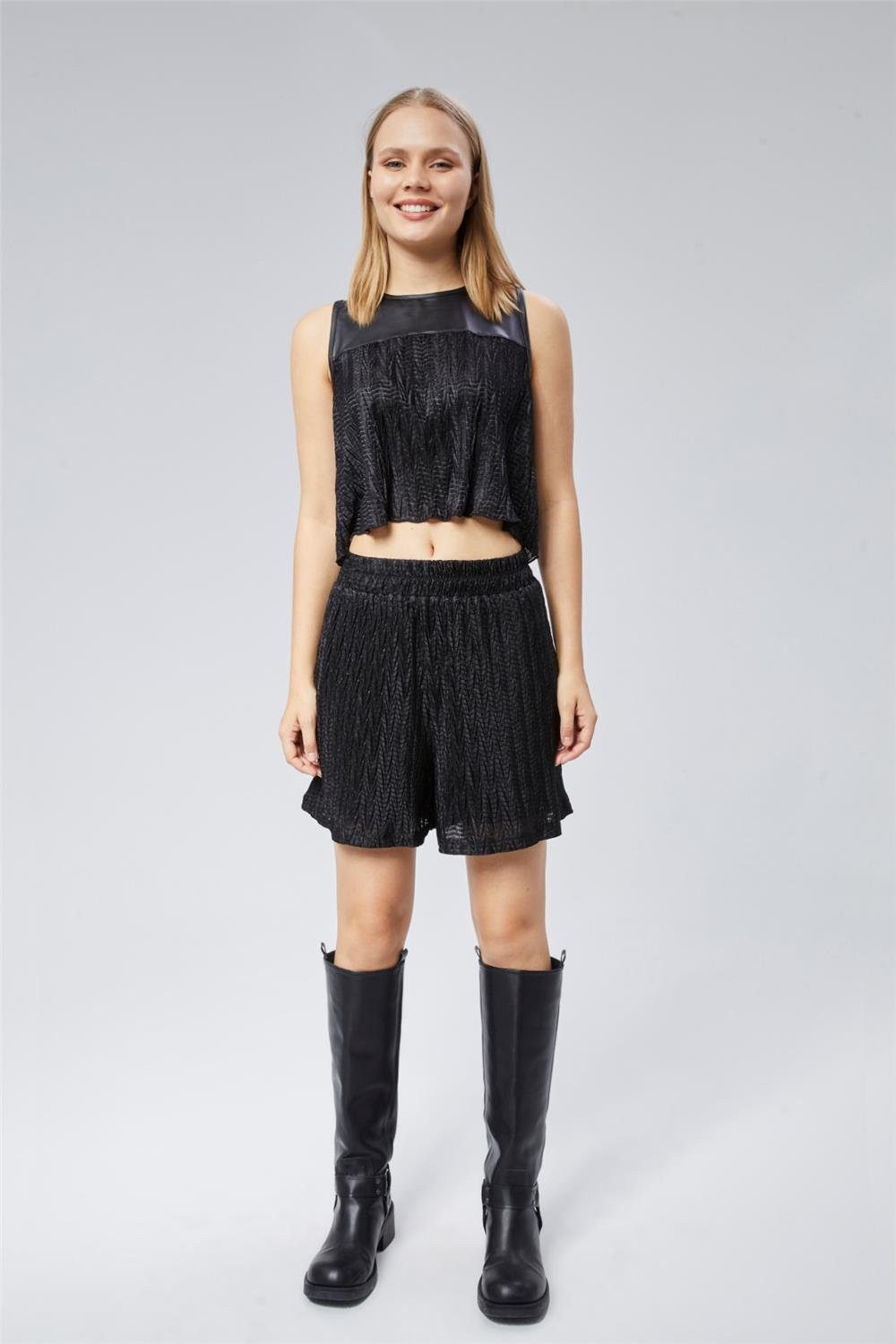 Chinohose Gestreifter Gummibund 2-Taschen Shorts