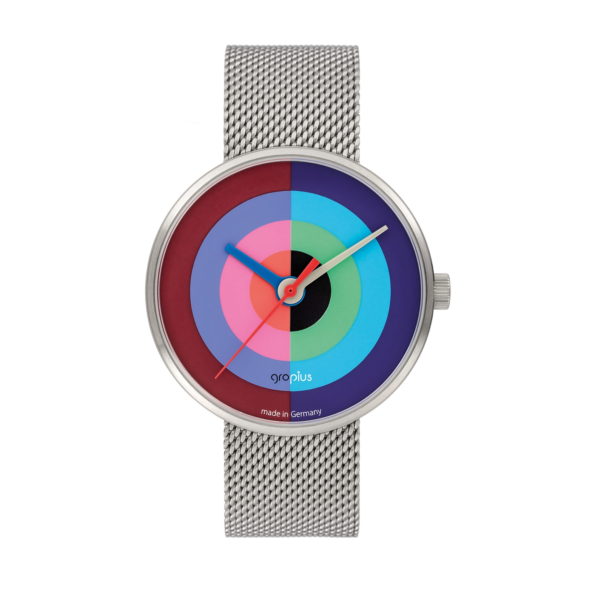 Walter Gropius Quarzuhr Made in Germany, Saphirglas, Forum J. Albers - WG 005-02M WG 005-02M, Designeruhr, Edelstahlband mit Easy-Release System, Edelstahlgehäuse