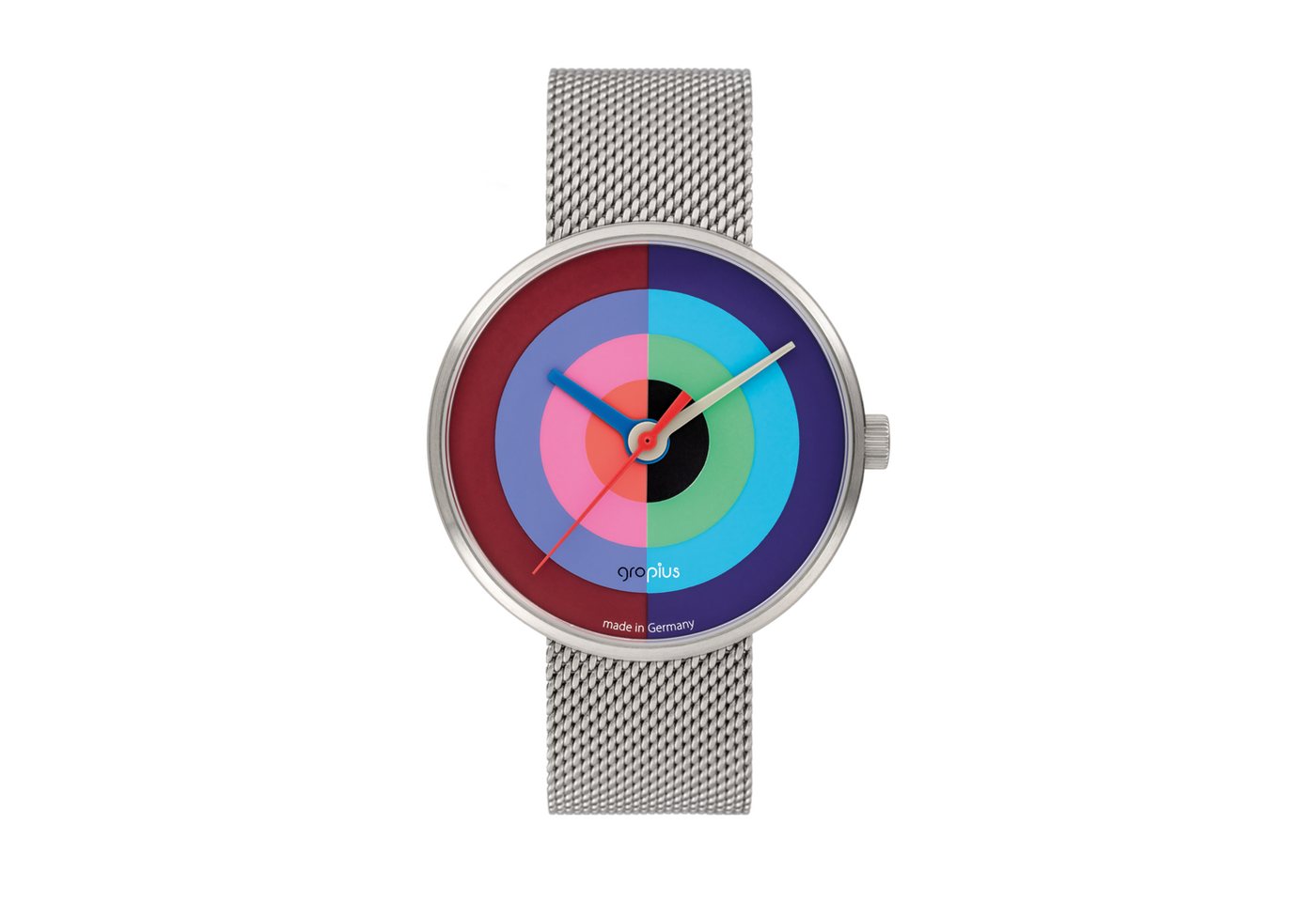 Walter Gropius Quarzuhr Made in Germany, Saphirglas, Forum J. Albers - WG 005-02M WG 005-02M, Designeruhr, Edelstahlband mit Easy-Release System, Edelstahlgehäuse