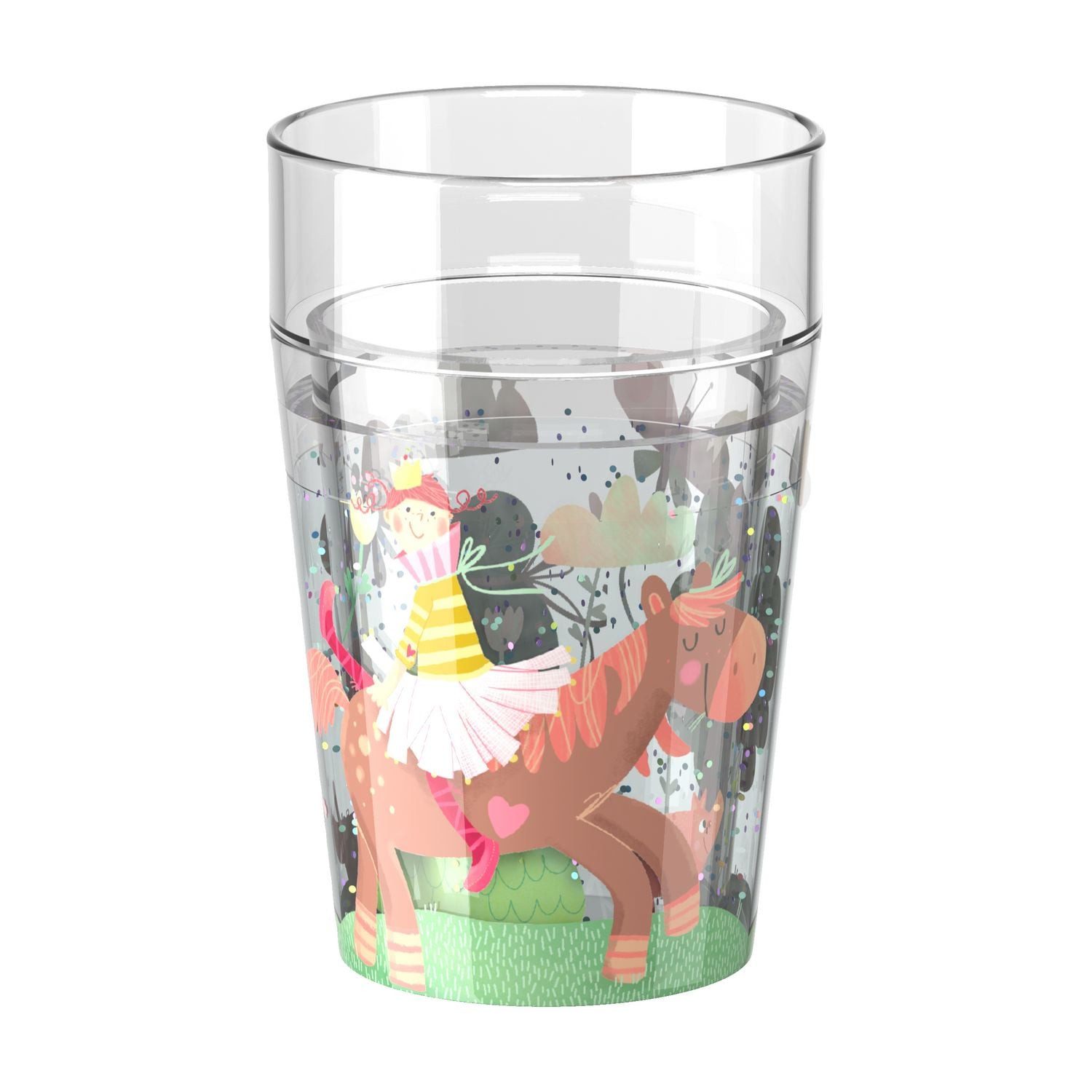 Haba Puppen Accessoires-Set Glitzerbecher, Prinzessin & Pferd Motiv 1