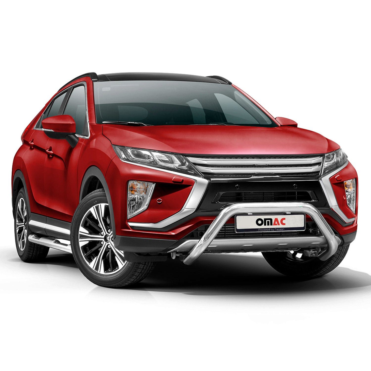 OMAC Frontstoßstange Frontbügel fürsubishi Eclipse Cross 2017-2022 ABE Silber, 1-St., Rostfrei,Wasserfest,Langlebig,Haltbar
