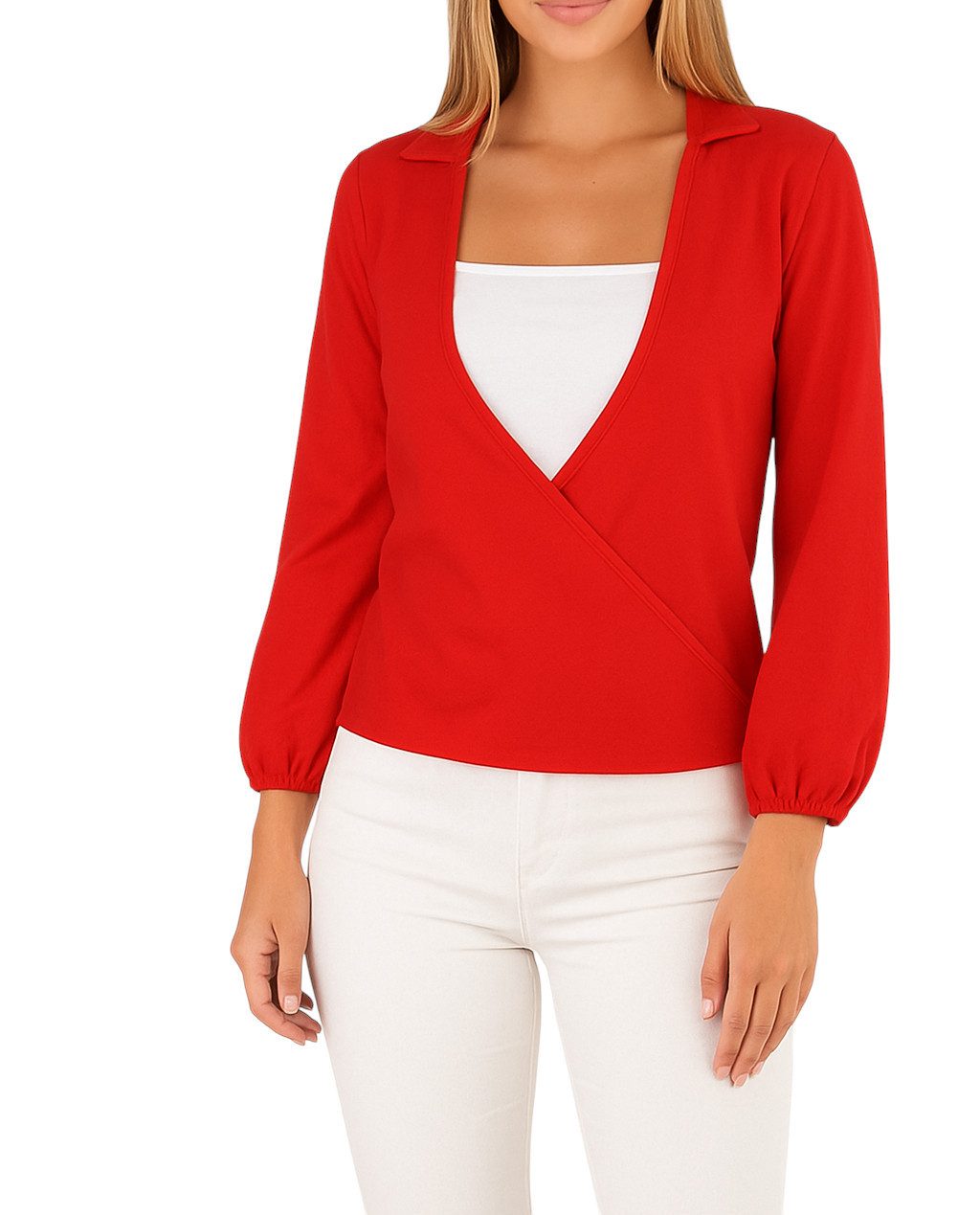 Mississhop 3/4-Arm-Shirt Bluse Tunika Longshirt mit Ballonärmeln