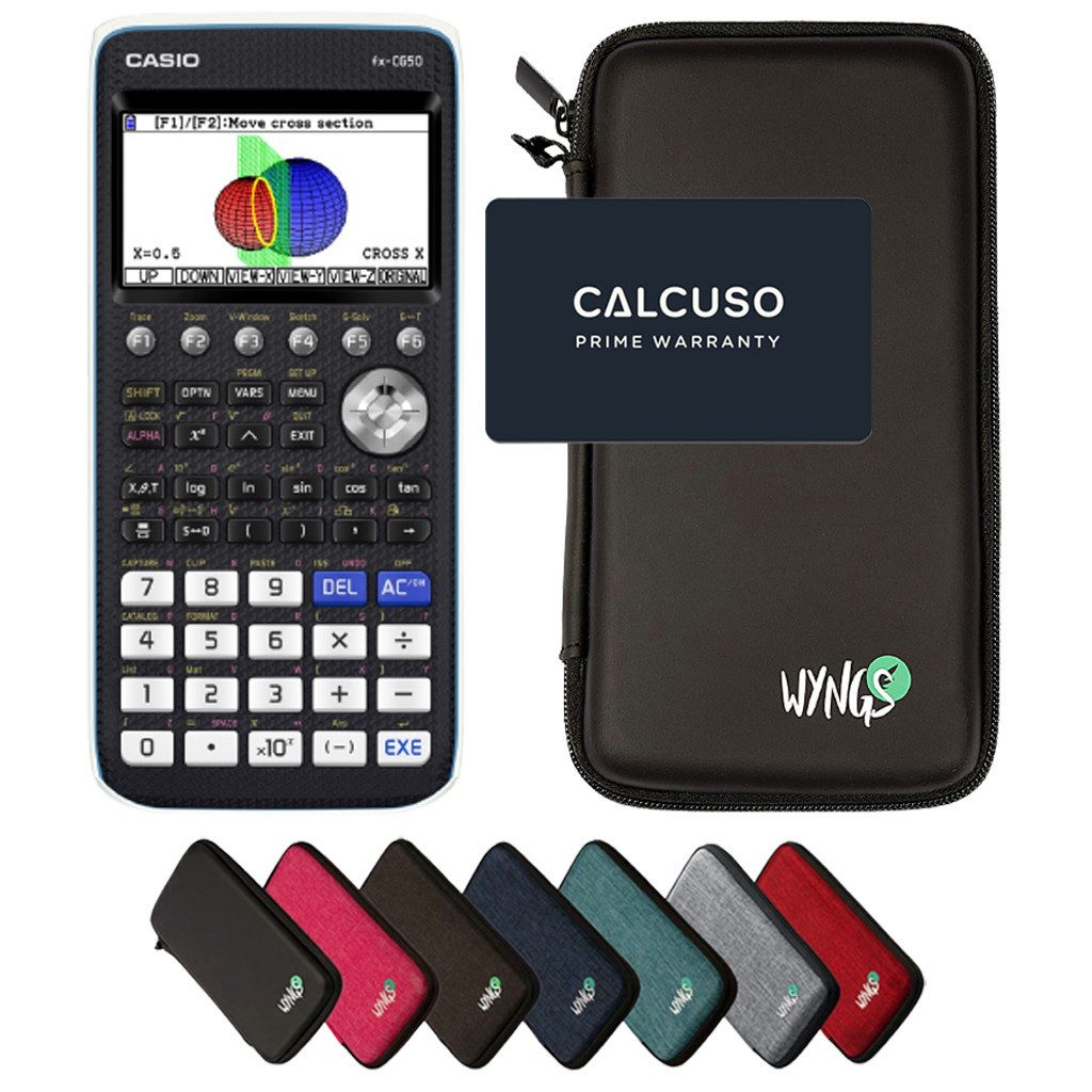 CASIO Taschenrechner fx-CG50 Grafikrechner inkl. WYNGS Schutztasche Schwarz