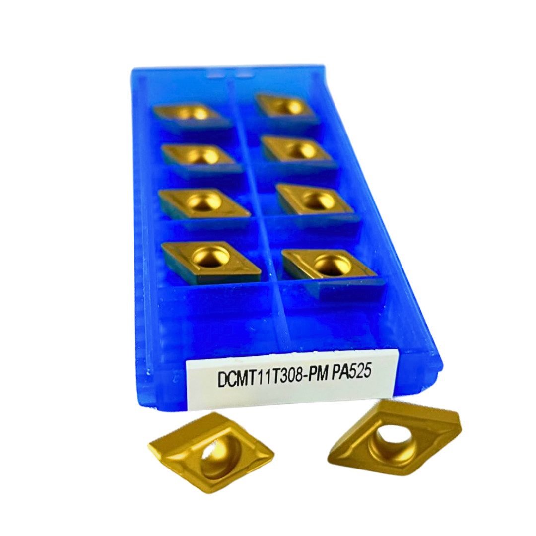 RACEL Wendeplattenfräser 10x DCMT070204 VHM Wendeplatten ISO für Stahl TiN Beschichtet, 10-tlg., Vollhartmetall