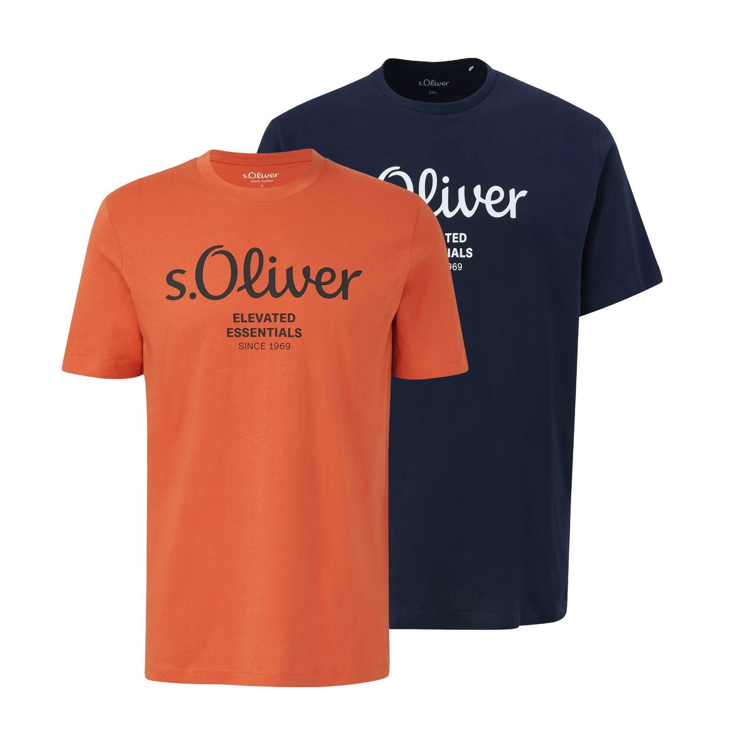 s.Oliver T-Shirt Casual mit Rundhals-Ausschnitt, kurzarm, Logo-Aufdruck im 2er Pack