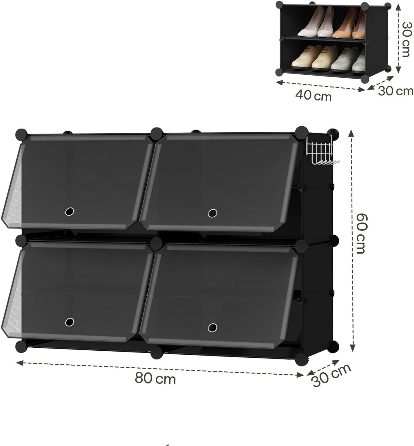 EUGAD Schuhbox (8 St), Schuhorganizer Schuhregal Kunststoff, mit Haken