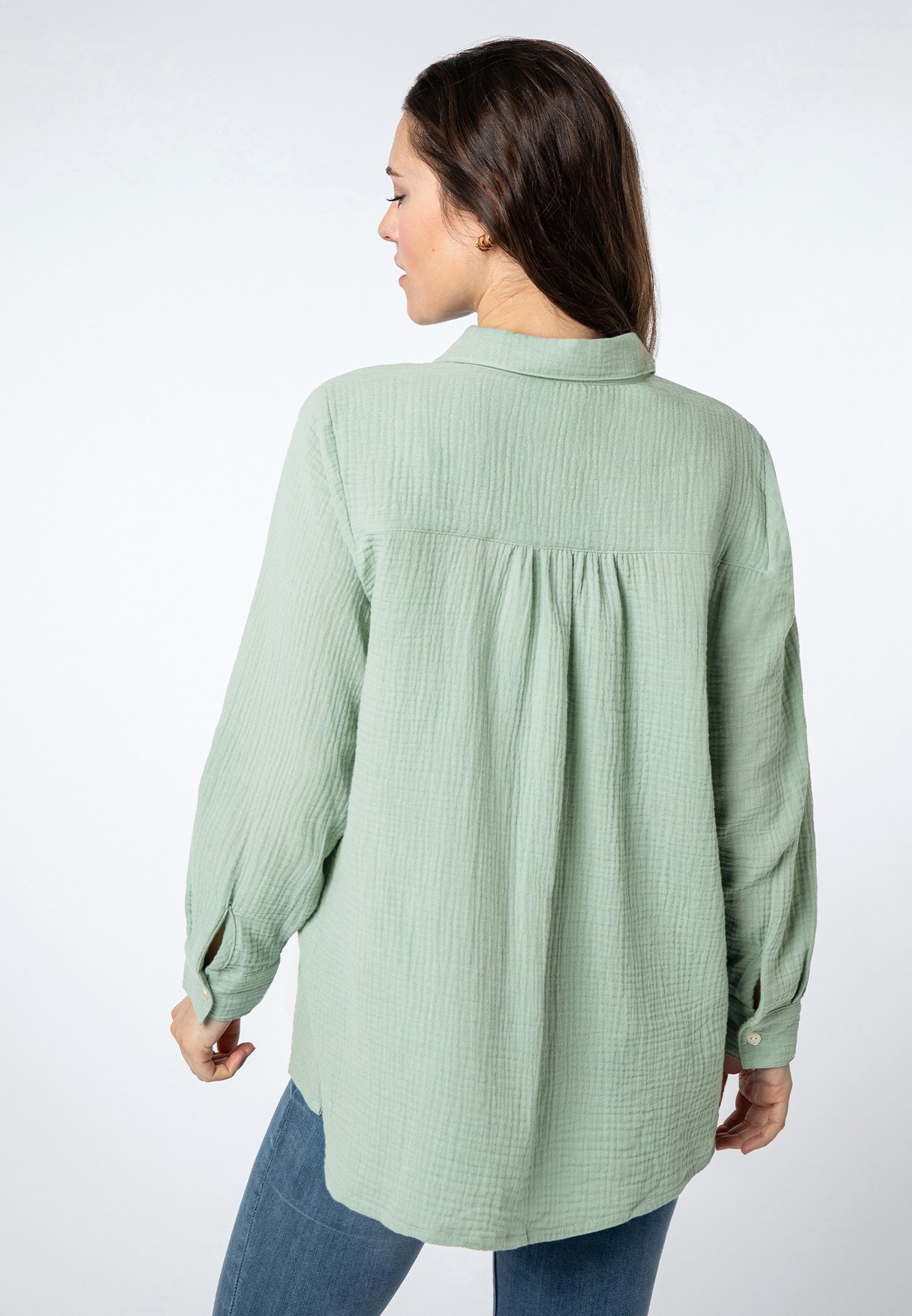SUBLEVEL Langarmbluse Overcut Musselin Bluse Oversize günstig online kaufen