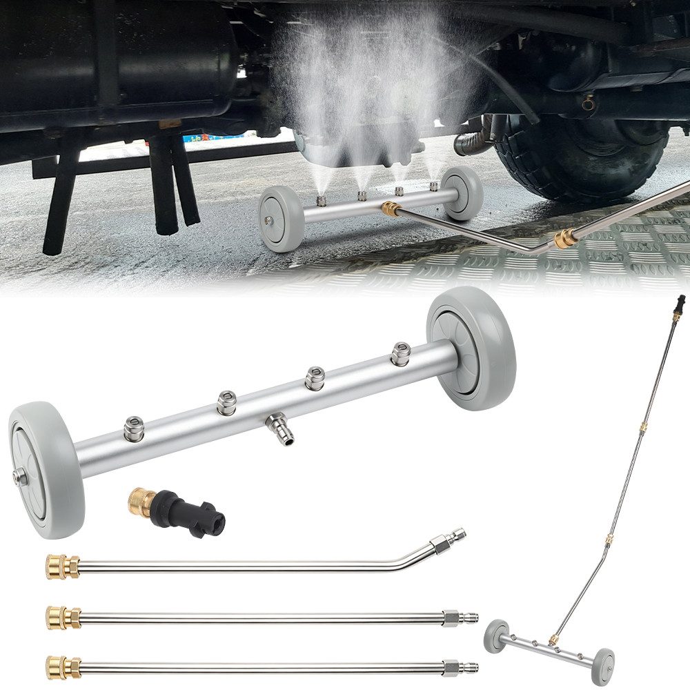 PRIISF Hochdruckreiniger Auto Hochdruck Unterbodenreiniger Wasserbesen Kit Hochdruckreiniger, Druck max: 276 bar, Doppelfunktion Auto Fahrwerk Oberflächenreiniger 3 Verlängerungsstab