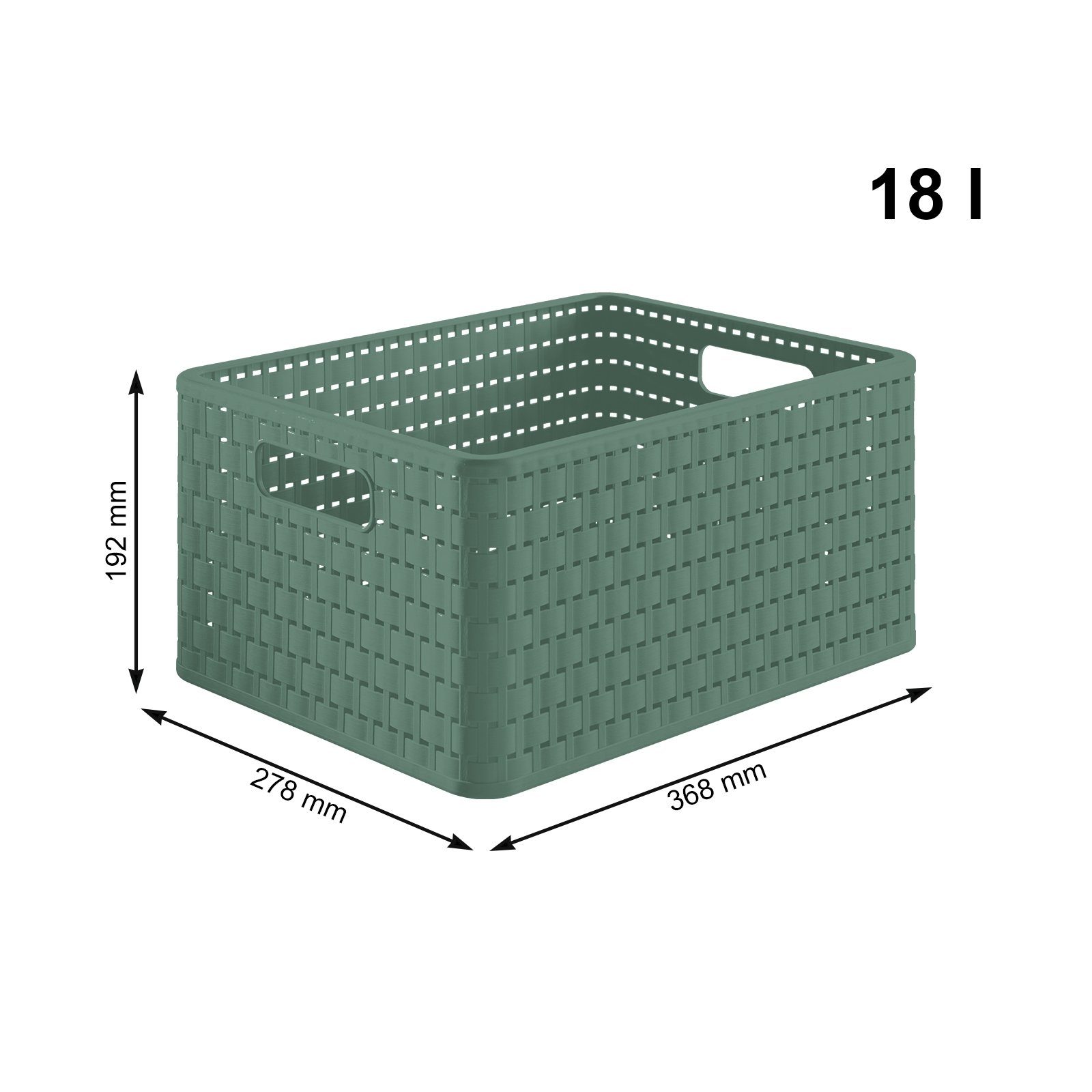 Aufbewahrungsbox Rattan-Optik, Country grün in Aufbewahrungskiste (PP) BPA-frei ROTHO Kunststoff 18l Mistletoe