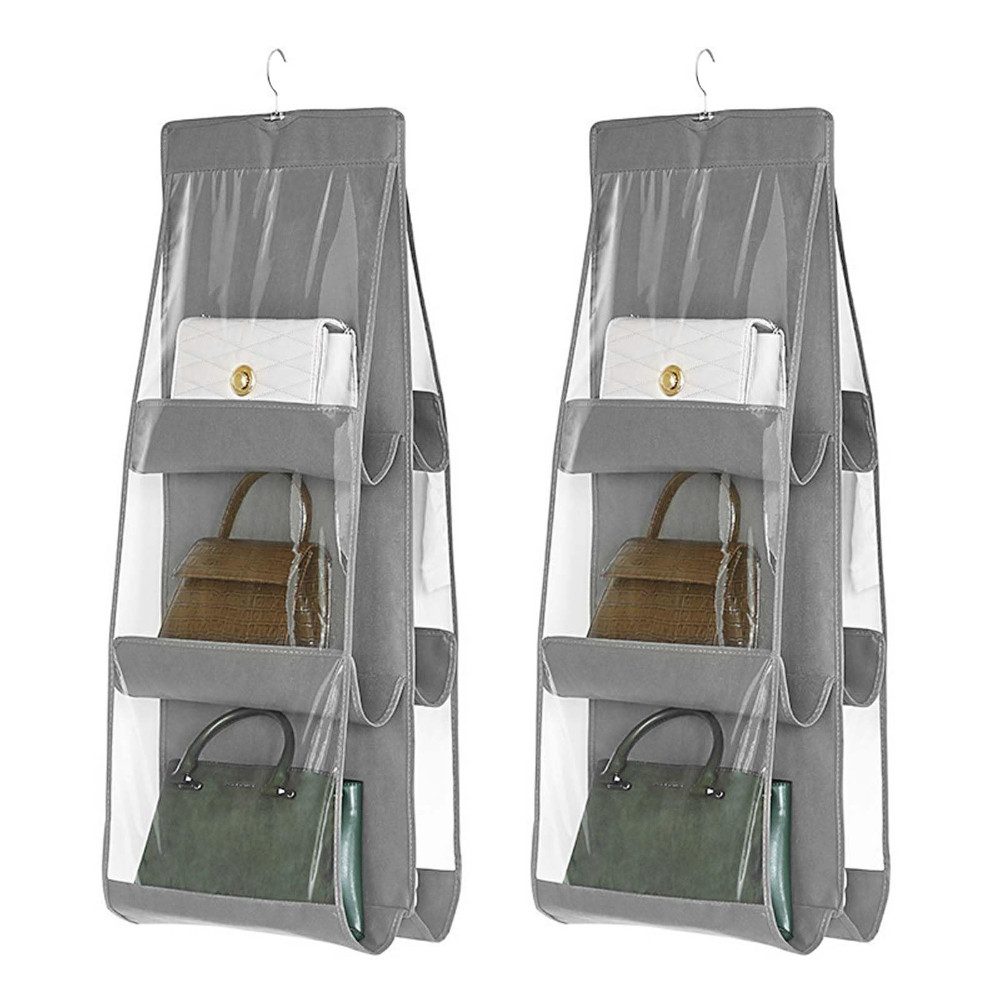 Blusmart Hängeregal Hängender Handtaschen-Organizer, 2 faltbare Aufbewahrungstaschen mit 6 transparenten Fächern, Für Kleiderschrank, Ankleidezimmer, Schlafzimmer