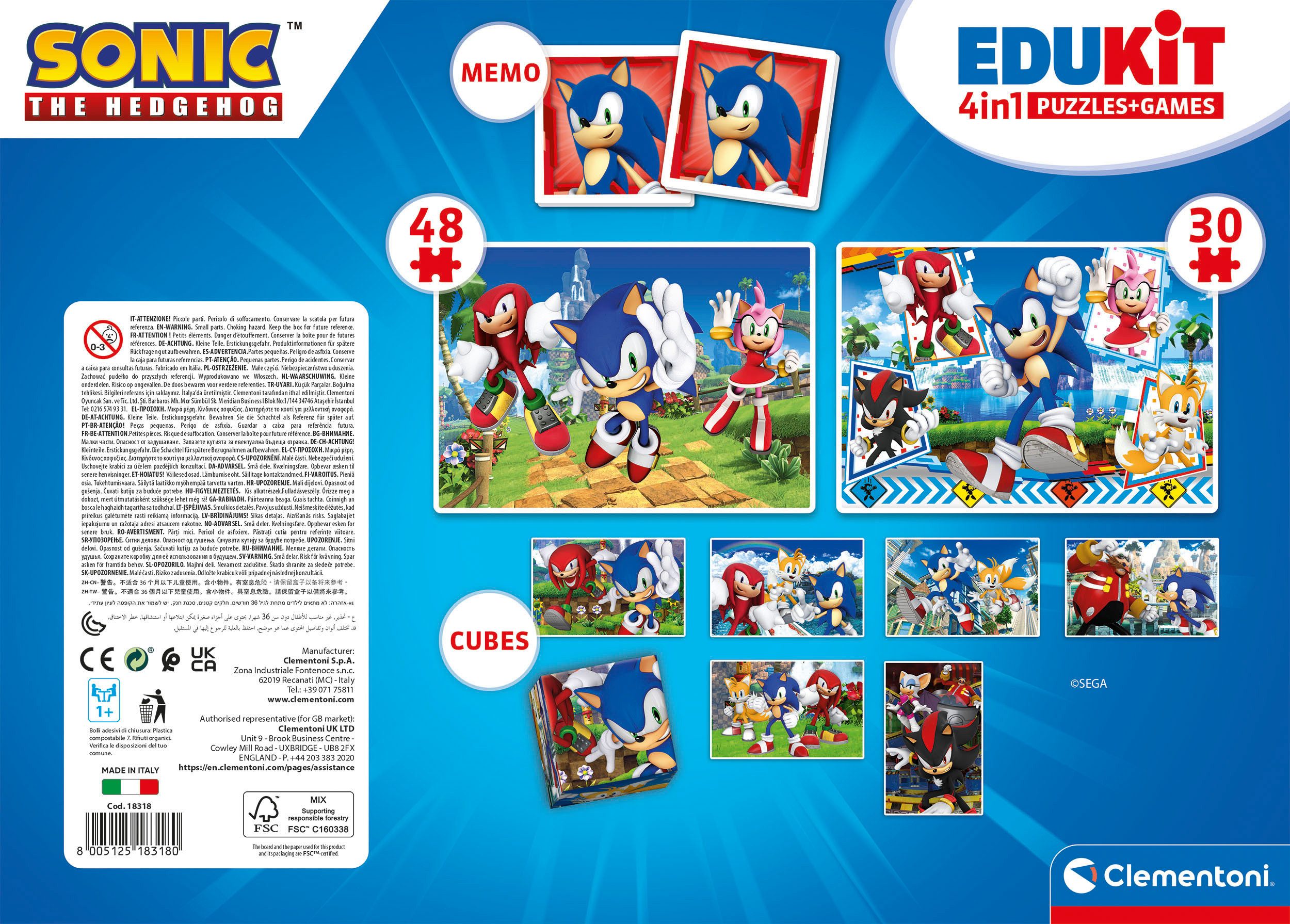 Clementoni® Puzzle Edukit, 4n1, Sonic, 78 günstig online kaufen