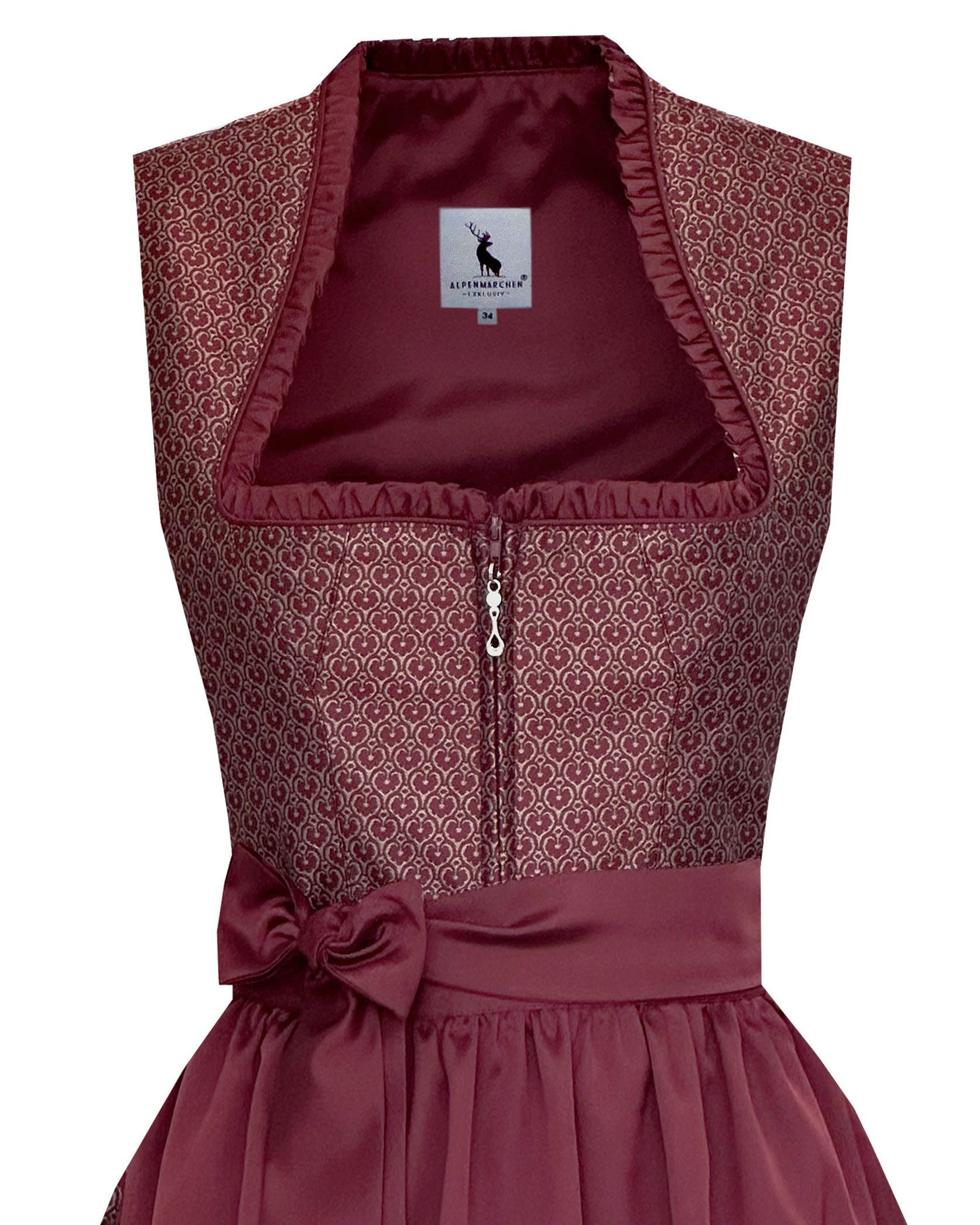 Alpenmärchen Dirndl Langes Dirndl Avelina in dunkelrot - ALM1056