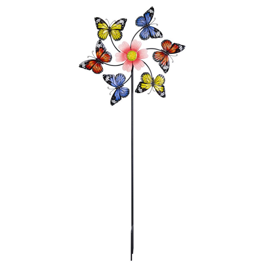 MICA Gartenstecker Blumenstecker Windrad - blau/rot/gelb - ca. 38 x 7 x 90 cm