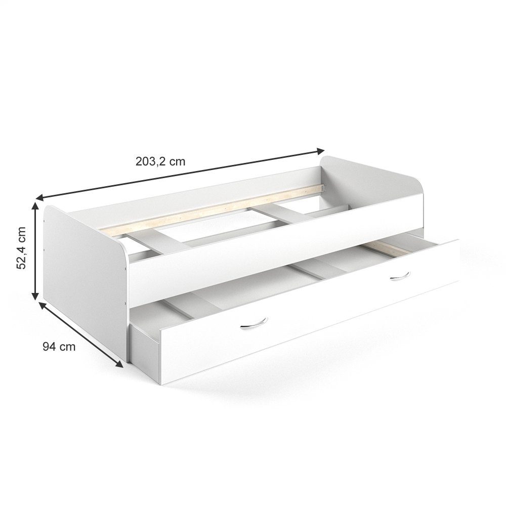 VitaliSpa® Kinderbett Enzo, Weiß, 90x200 cm mit Matratze (2-tlg)