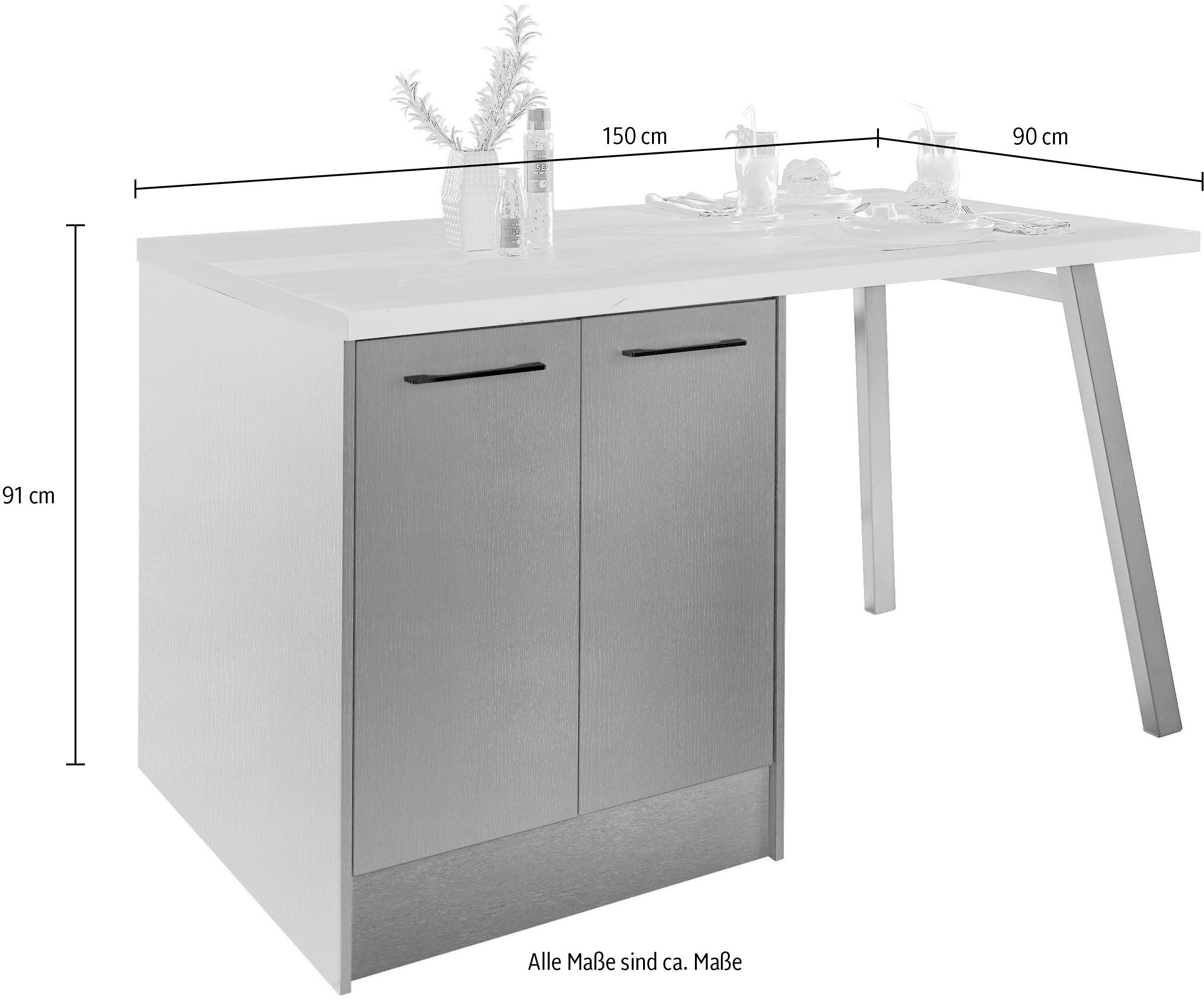 BASIC by Balculina Kücheninsel Turin, Breite 150cm