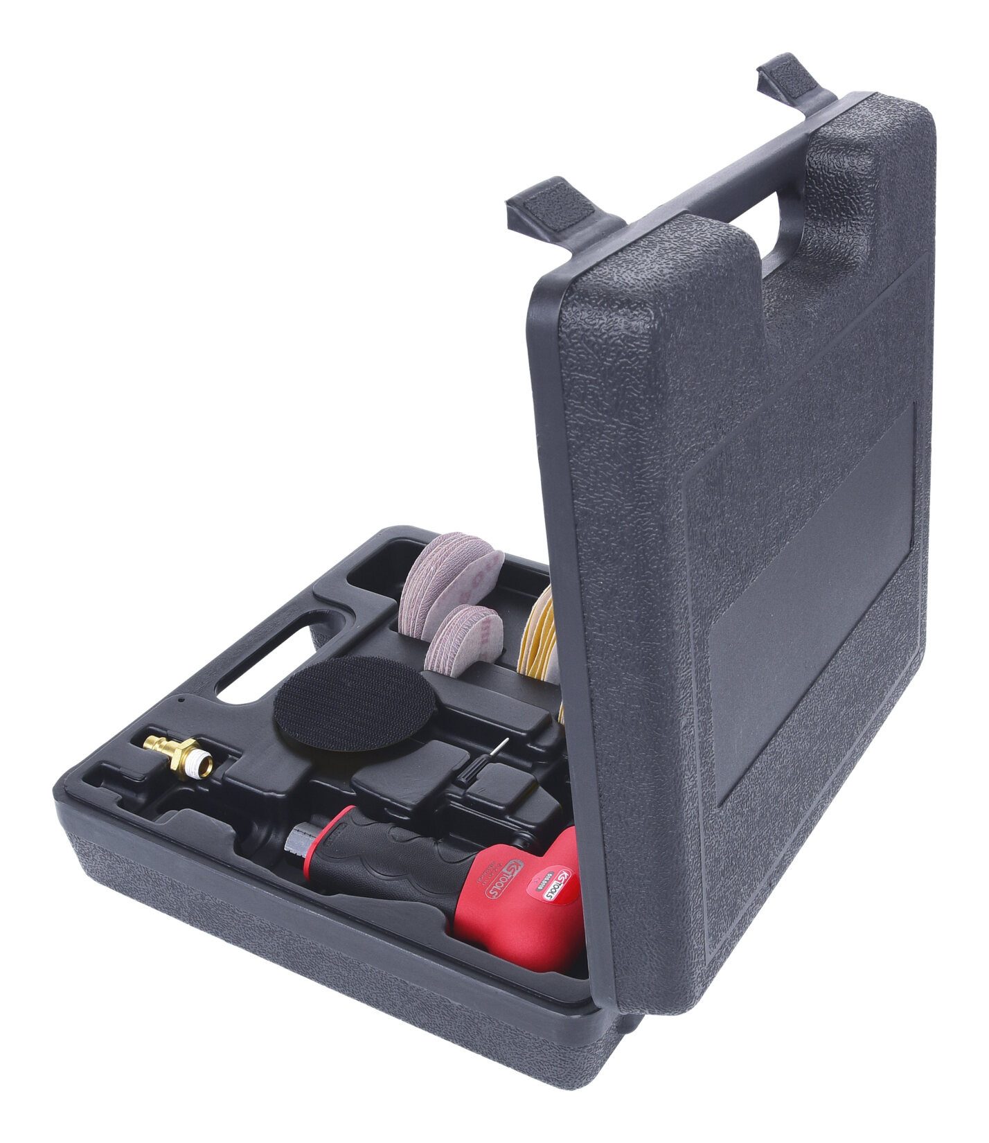 KS Tools Druckluft-Exzenterschleifer, max. 15000 U/min, (63 tlg), MiniSatz, 63-teilig