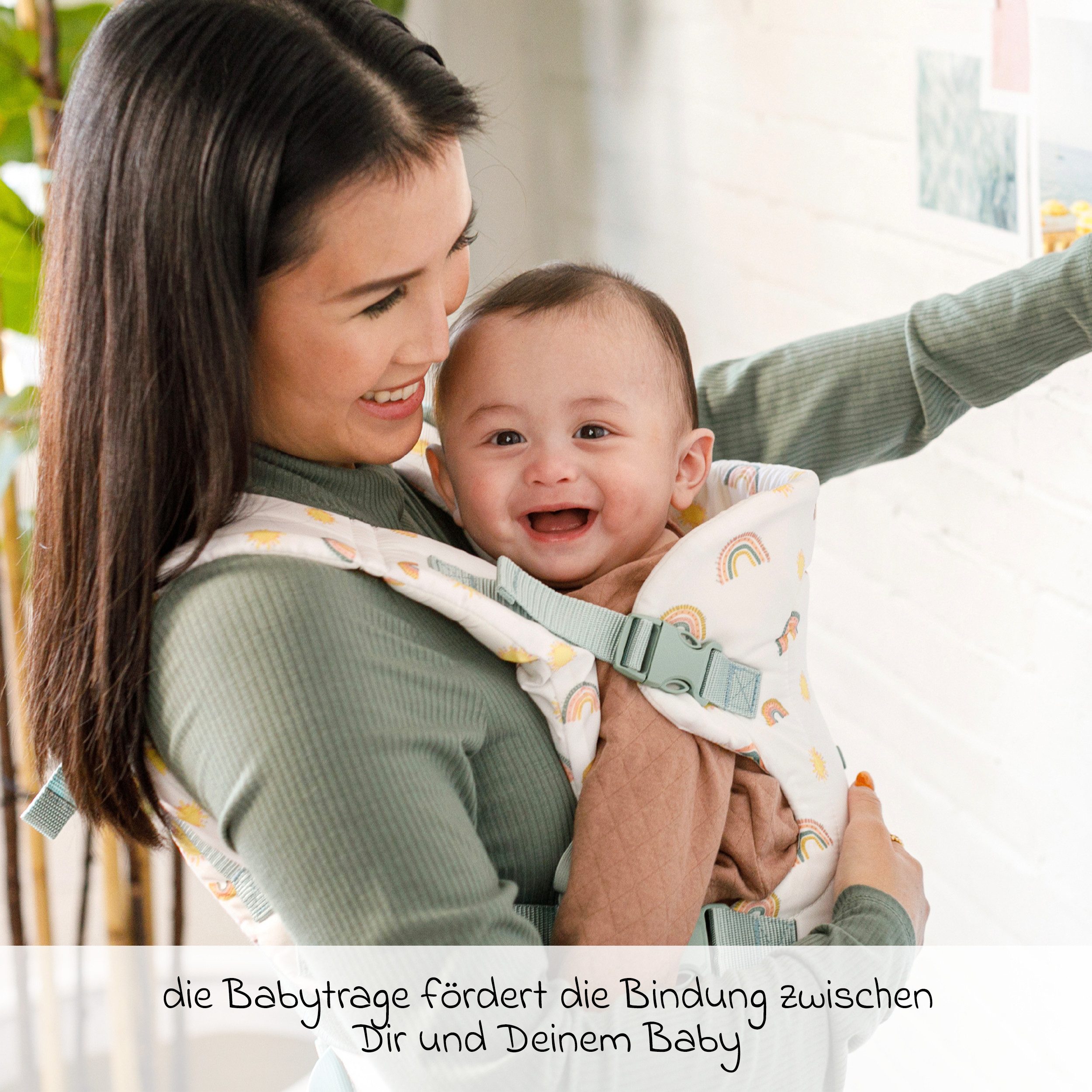 Infantino BKids Babytrage Flip Advanced - Rainbow, Baby Bauchtrage Rückentrage ab Geburt von 3,6-14,5 kg mit Regenschutz