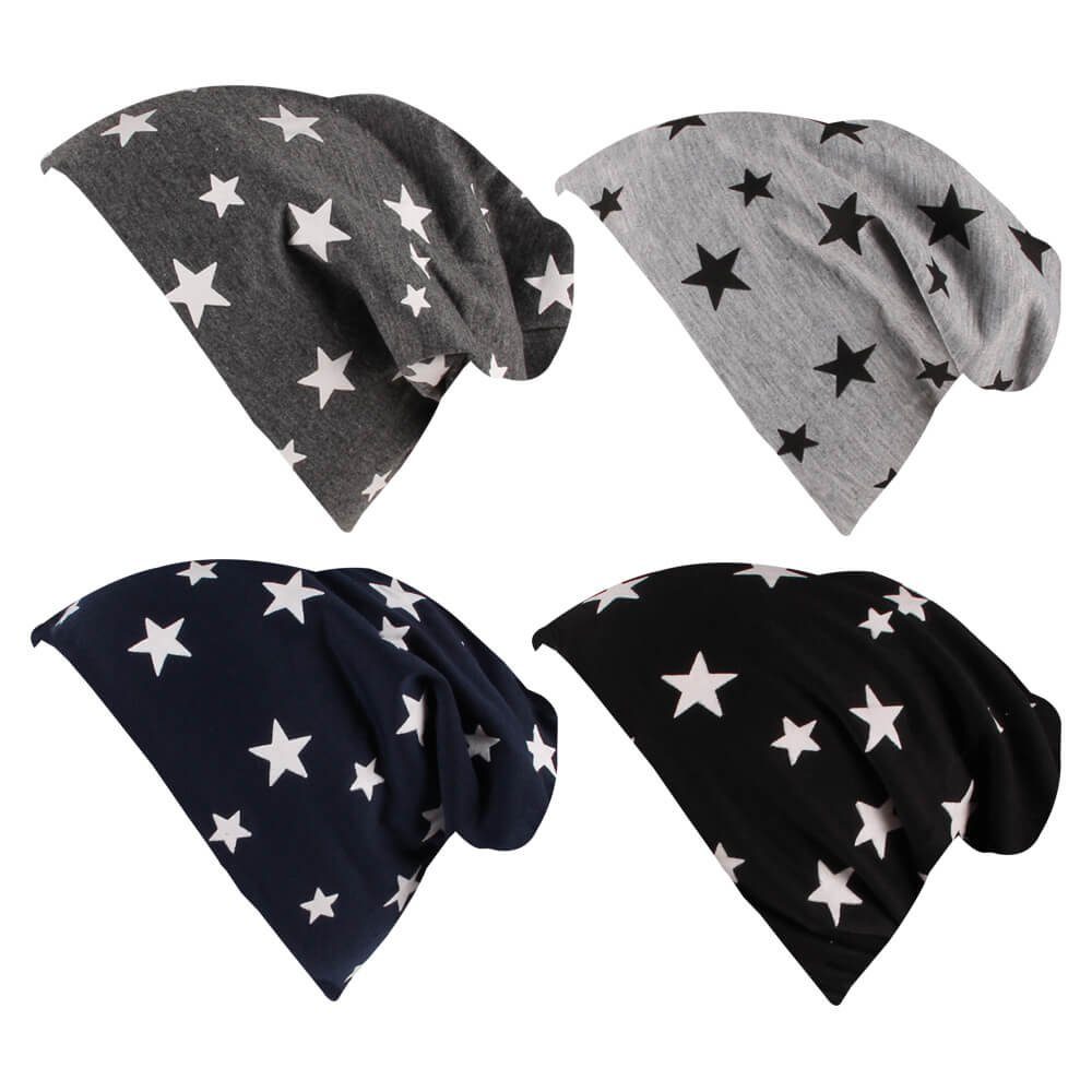 Tini - Mütze Mütze grau Beanie mit mit Shirts Sternen Sternen elastische Beanie