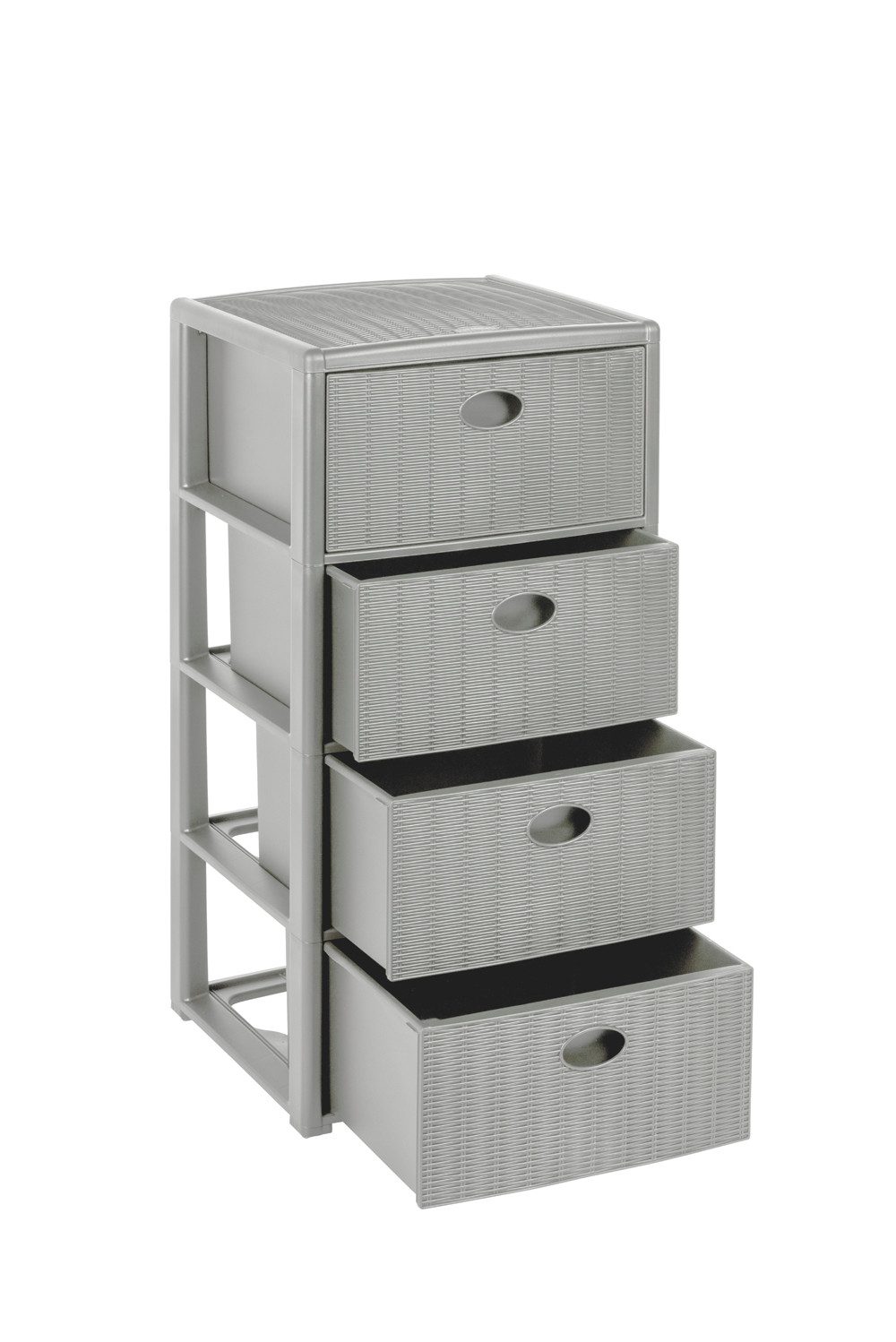 Kreher Rollcontainer mit 4 Schubladen im Rattan Design (Grau), (1 St) günstig online kaufen