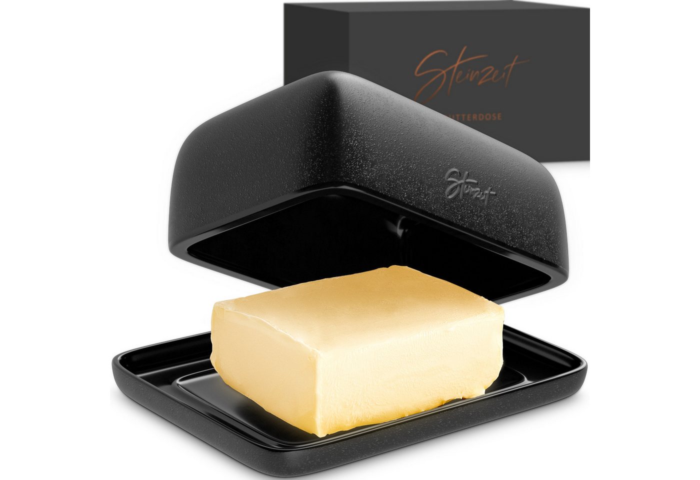 Steinzeit Butterdose Butterdose - Butterdose Keramik für alle gängigen Butter (250gr), Butterglocke mit einzigartigem Design und Spülmaschinengeeignet