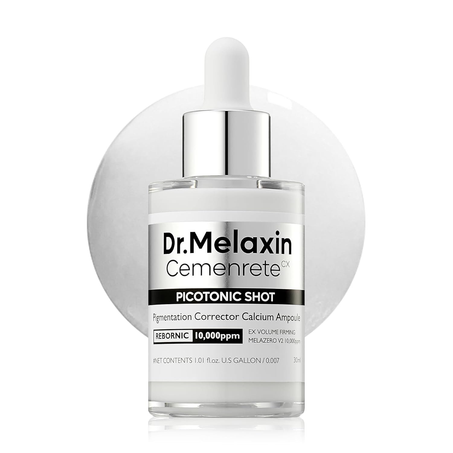 Dr.Melaxin Gesichtsserum Cemenrete Picotonic Shot Pigmentation Corrector Calcium Ampoule 30 ml leichte Pflege mit Alpha-Arbutin, Niacinamid, Kollagen &, Elastin zur Unterstützung eines ebenmäßigen Hauttons