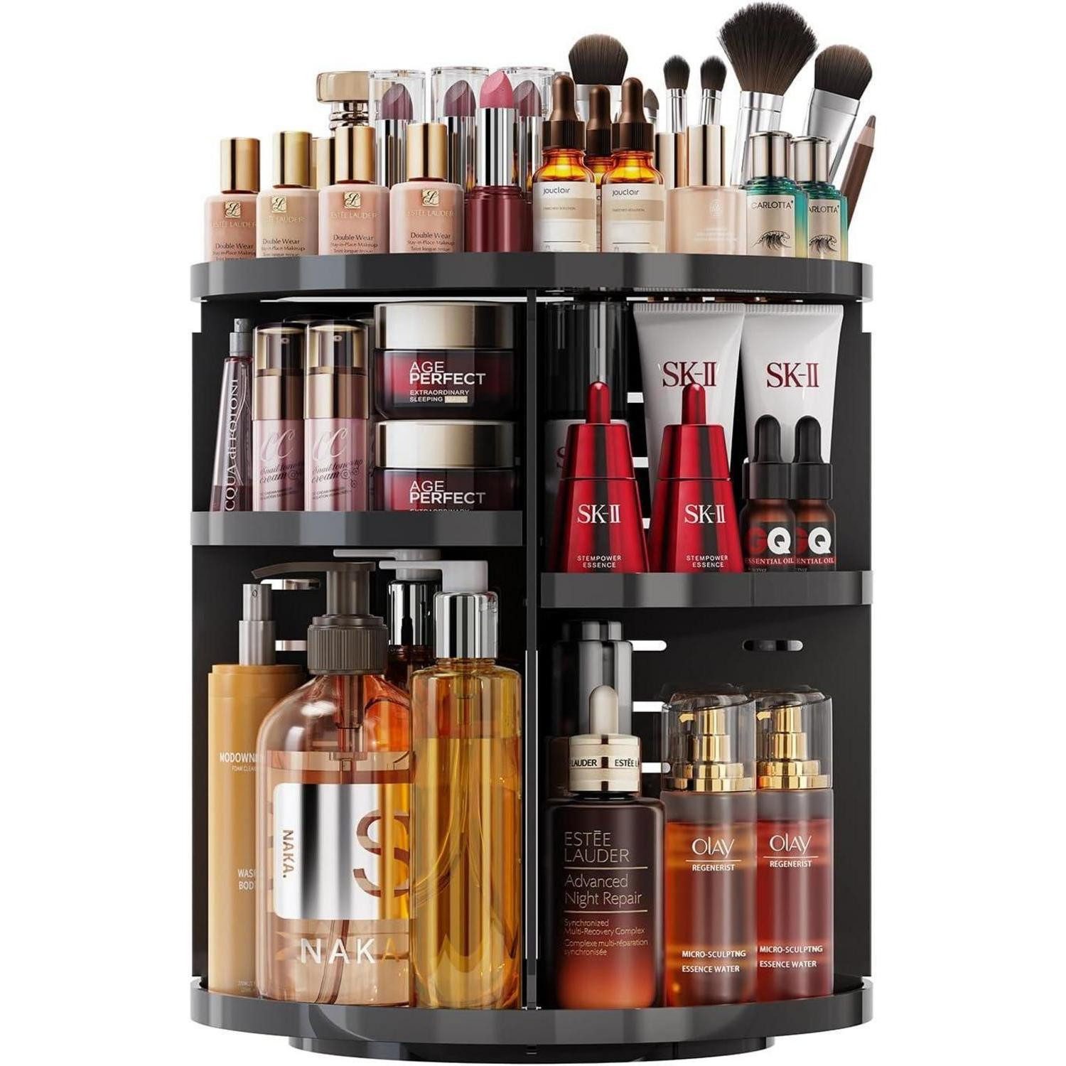 Make-Up Organizer Make Up Organizer 9 Stufen 360 Drehbar Schminktisch Tintenschwarz