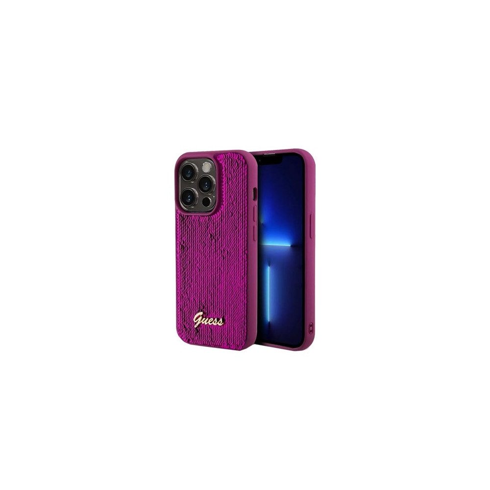 Guess Handyhülle GUESS Hard Cover Script Logo Magenta für iPhone 14 Pro iPhone 14 Pro Max