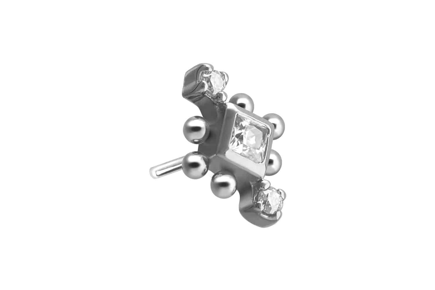 Piercing-Set 14 Karat Gold Aufsatz mit Titan Push Pin 3 MOISSANITE + KUGELN