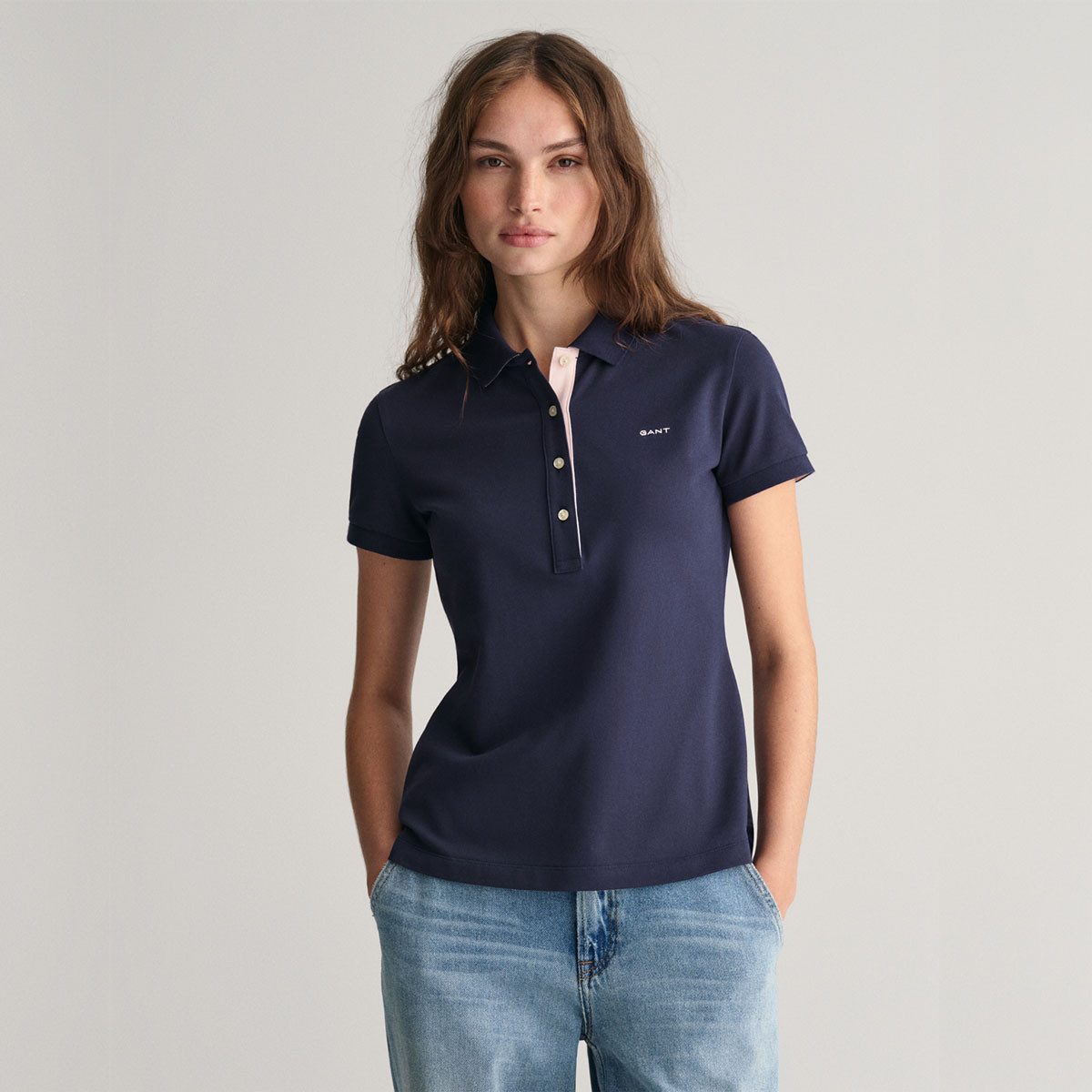 Gant Poloshirt 4200828 Damen Poloshirt Slim Sleeve mit Kontrastkragen günstig online kaufen