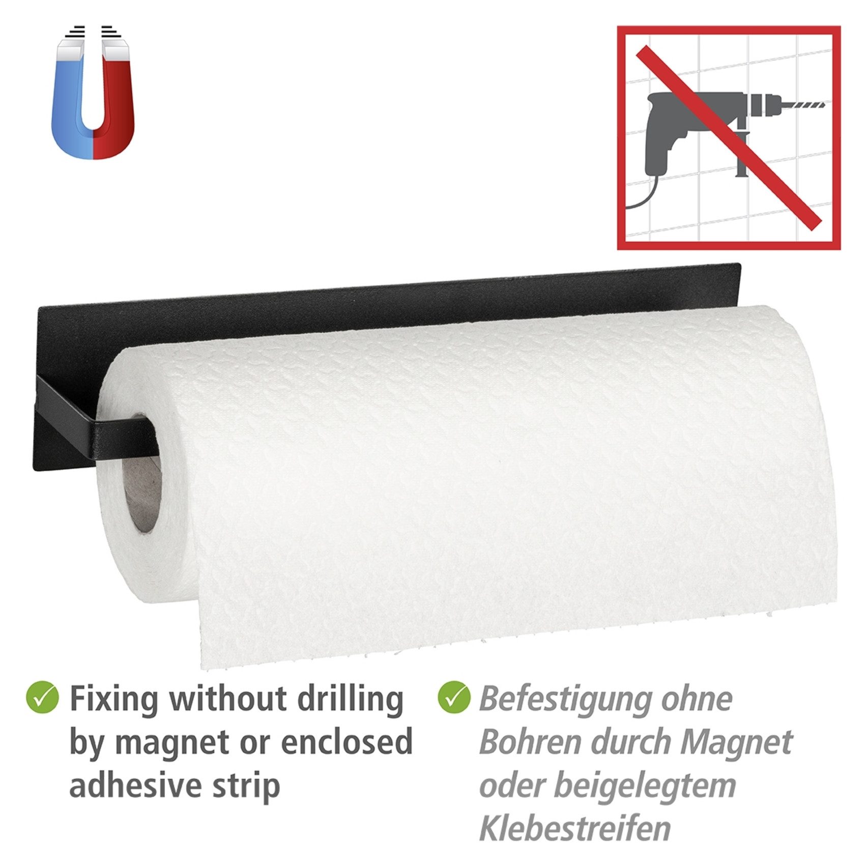 WENKO Wandrollenhalter Modell Ima, Küchenrollenhalter, magnetisch, für gäng günstig online kaufen