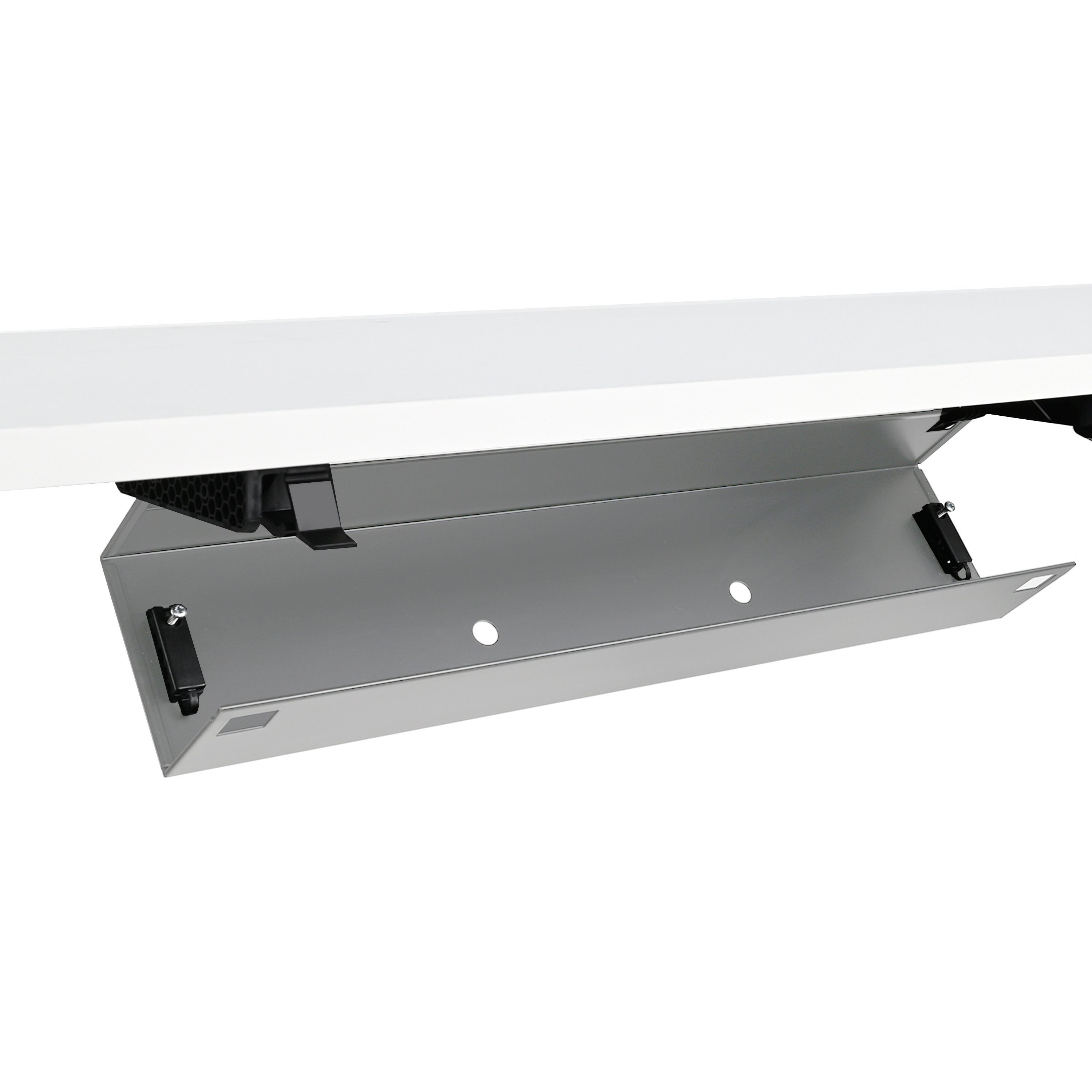 boho office® Kabelkanal, Kabelwanne 57 cm in silber, beidseitig klappbar mit viel Stauraum