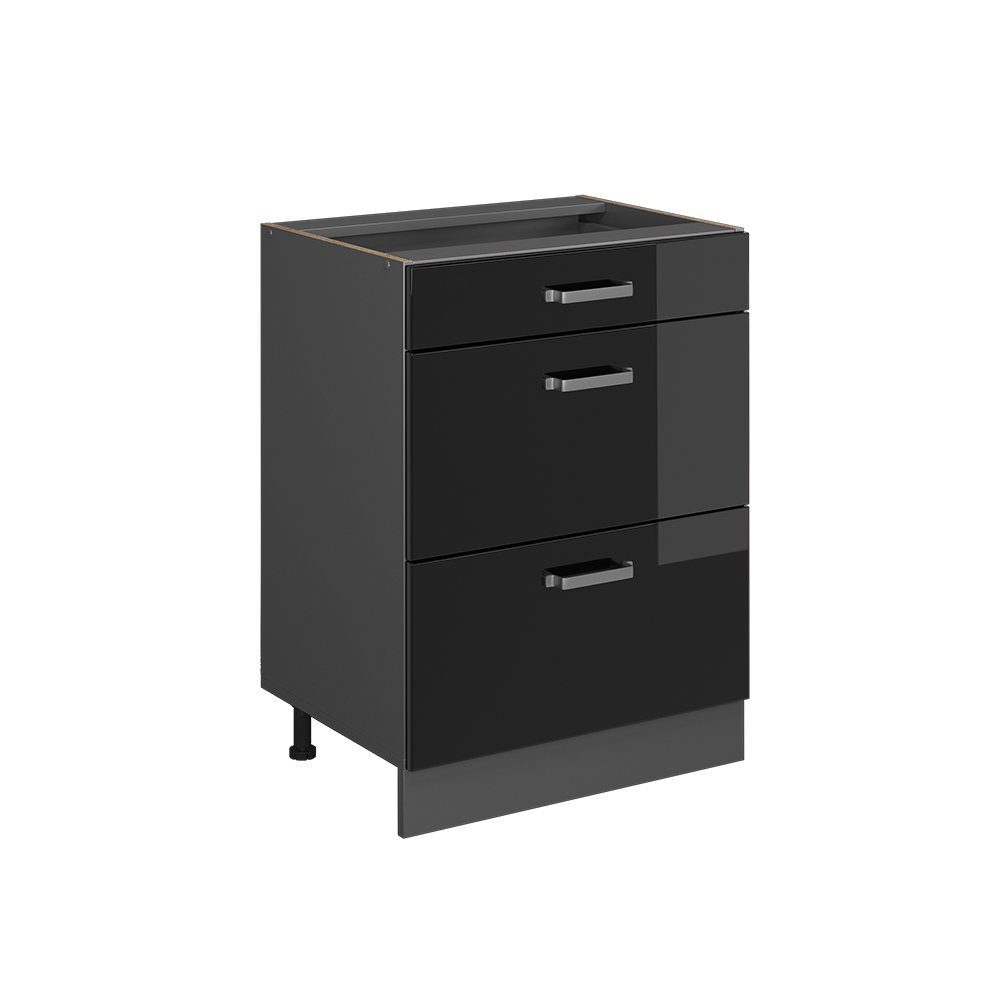 Vicco Unterschrank R-Line Schwarz Hochglanz/Anthrazit 60cm günstig online kaufen