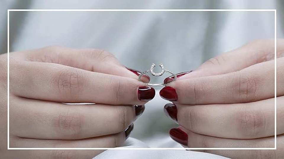 Jumpeak Diamantring Ring Gold Damen 585 Echtgold,Diamant Ring Damen,Hufeisenring,Eheringe, Promise Ring,Ring Damen,Mutter tochter Geschenk,Geschenk Schwester