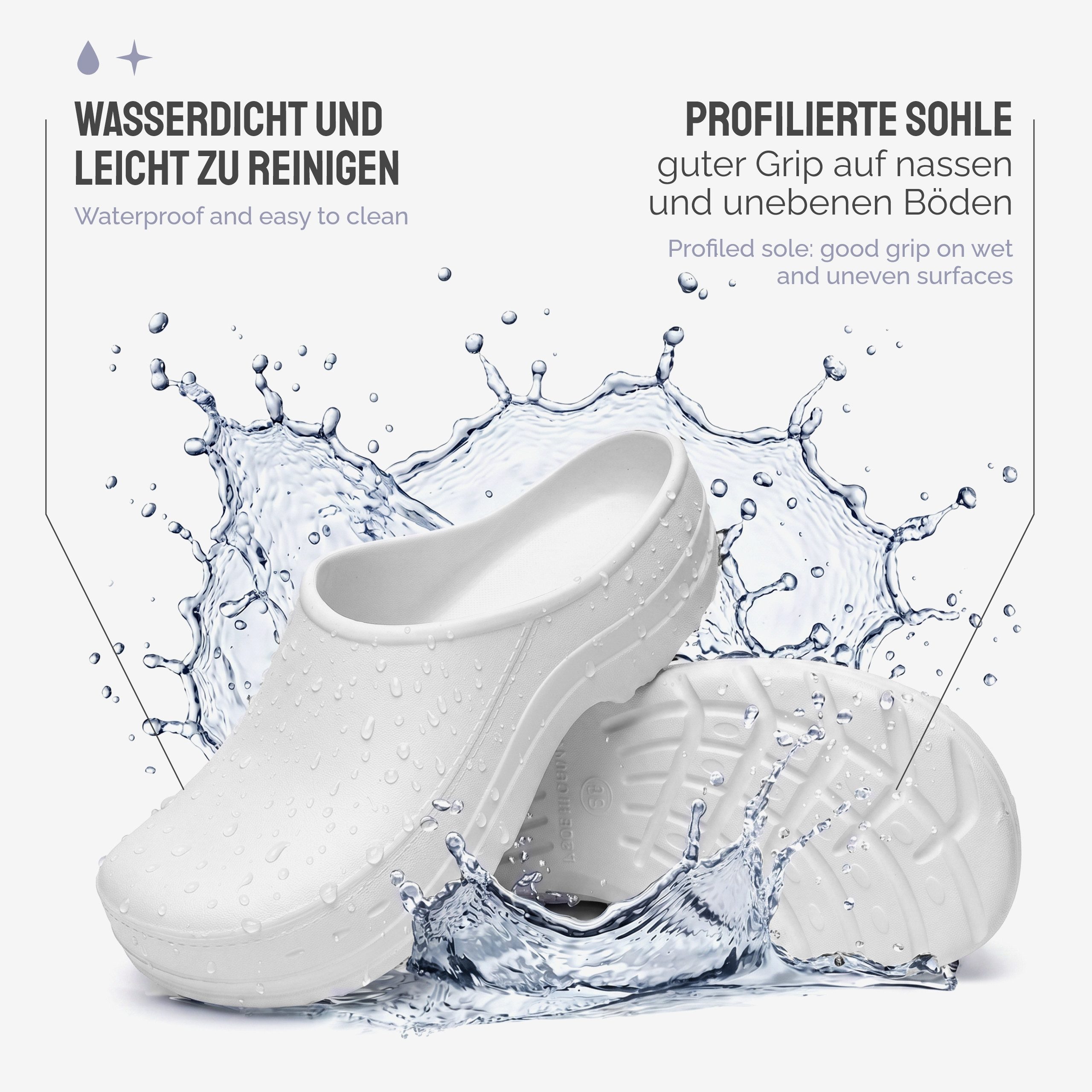 Ladeheid Gartenclogs für Damen Ultraleicht EVA Gartenschuhe LA-CA-25 Clog (40 EU, Weiß) Wasserdicht & Flexibel