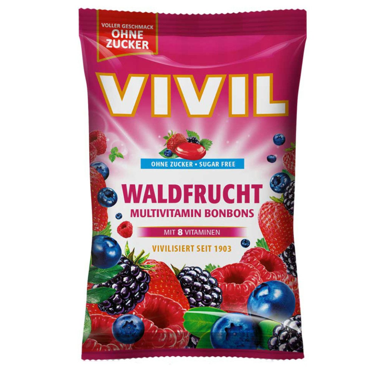 VIVIL Süßigkeit, Vivil Multivitamin Bonbons mit Waldfruchtgeschmack ohne Zucker 120g
