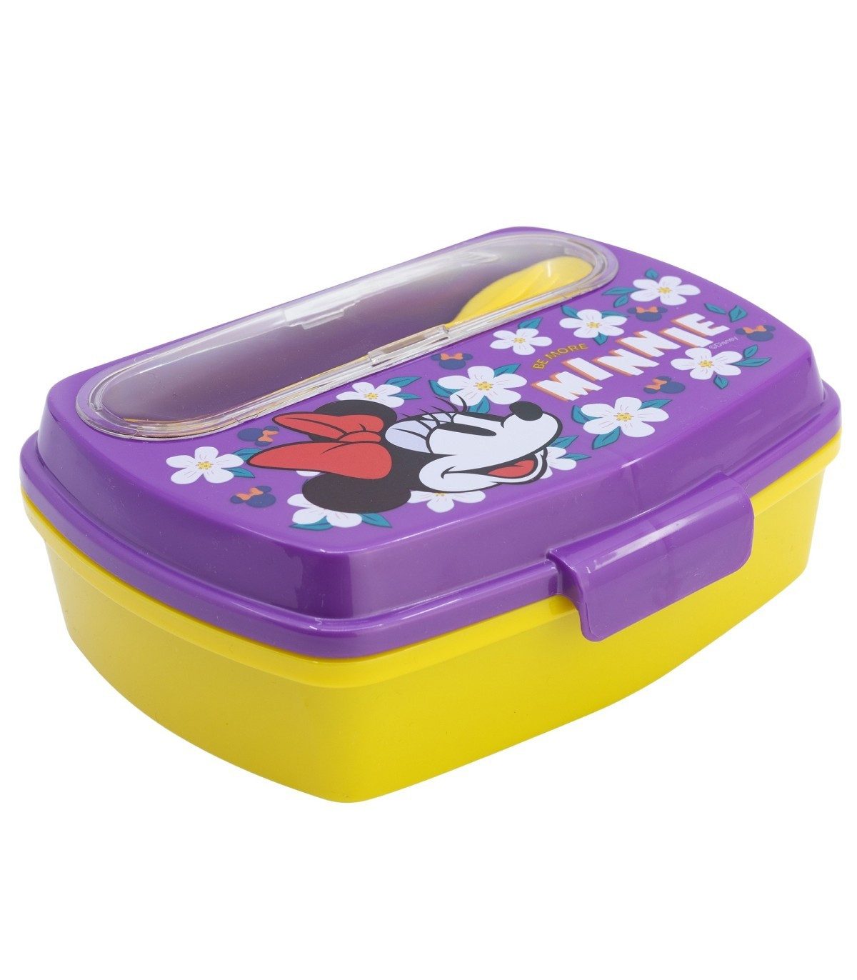 Disney Minnie Mouse Lunchbox Sandwichbox mit Besteck Kinder Brotdose Lunchbox, Polyethylen