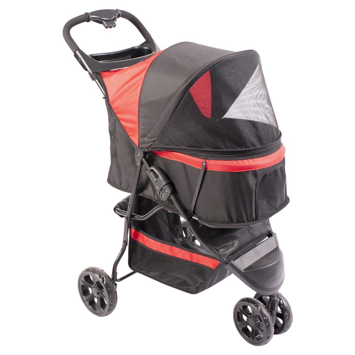 DUVO+ Hundebuggy Pet Buggy 3-Rad schwarz/rot für Katzen