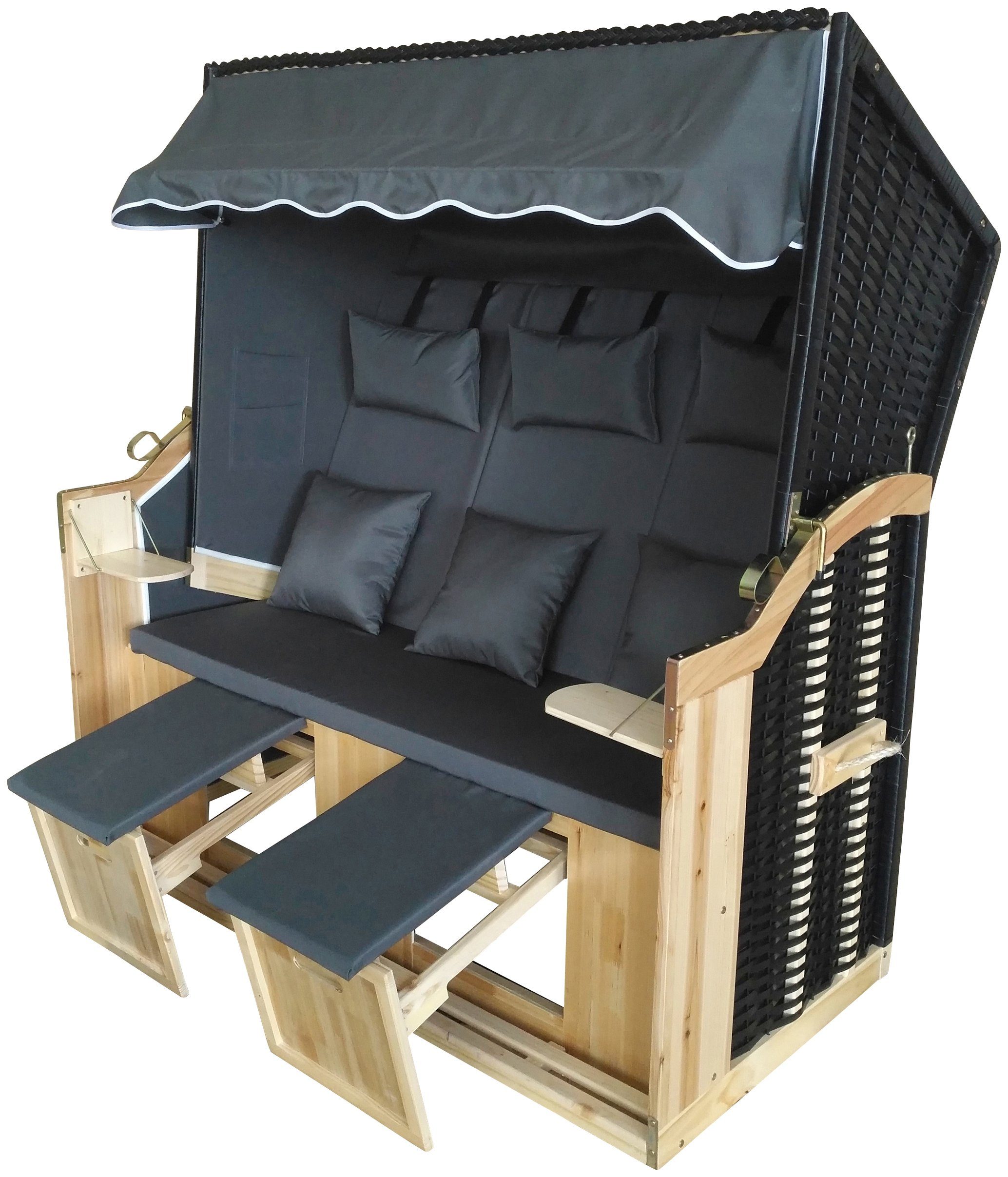 3-Sitzer, Spiekeroog, 150x72x160 KONIFERA inkl. Strandkorb Ostsee-Modell, cm, Halblieger, Klapptisch BxTxH: