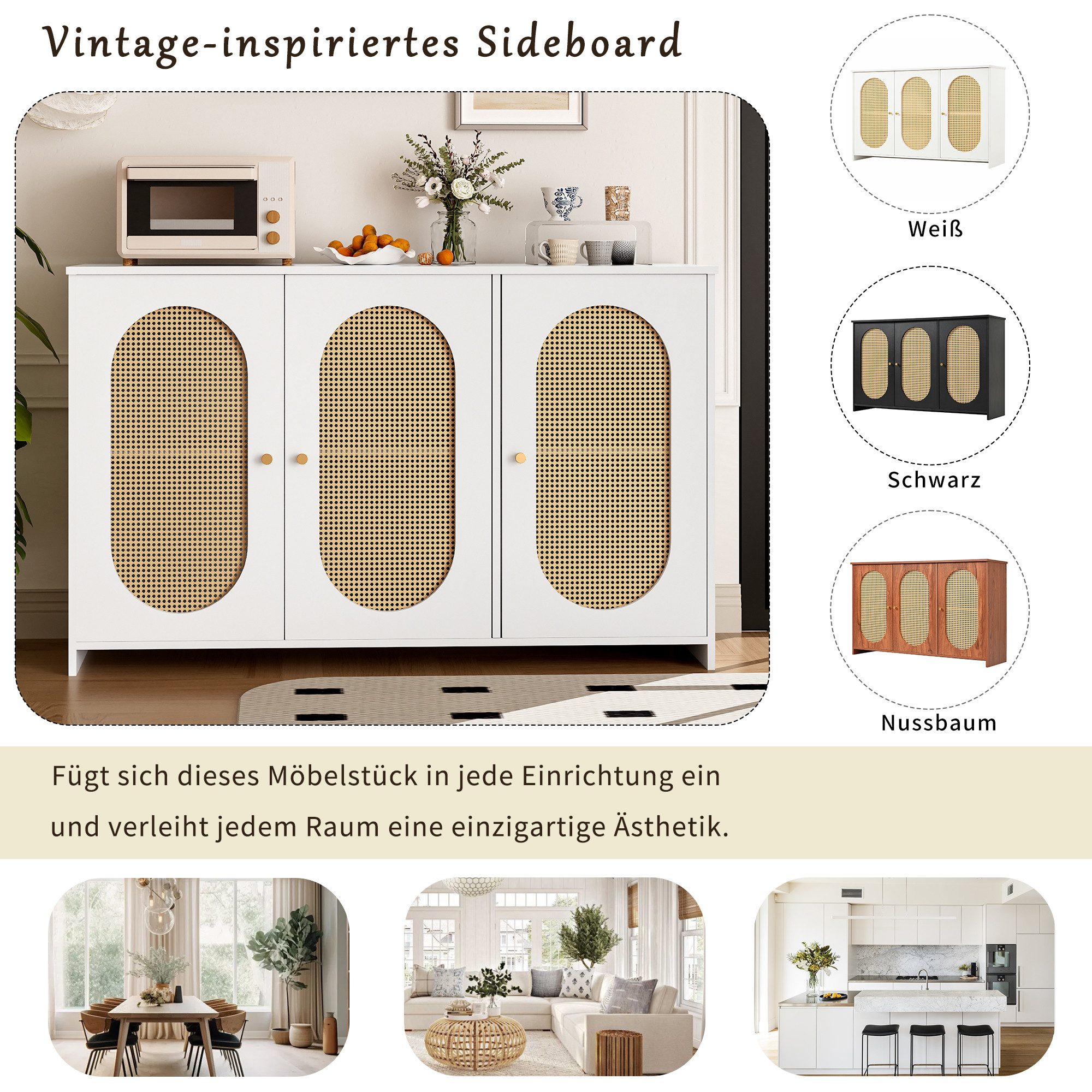 Sytifro Sideboard Sideboard mit 3 Türen, günstig online kaufen