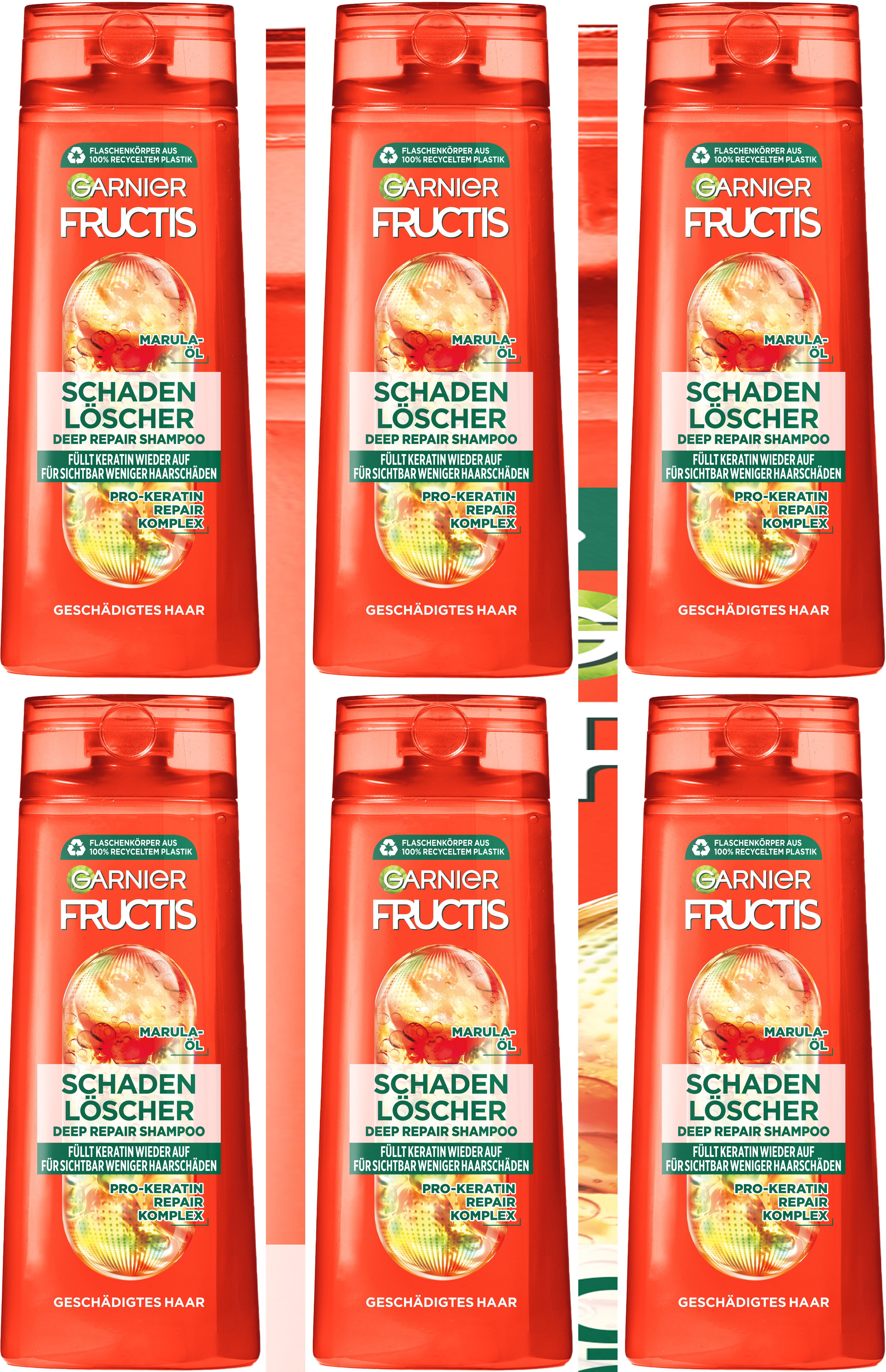 GARNIER Haarshampoo Garnier Fructis Schadenlöscher Shampoo, Set, 6-tlg., Repariert Haarschäden