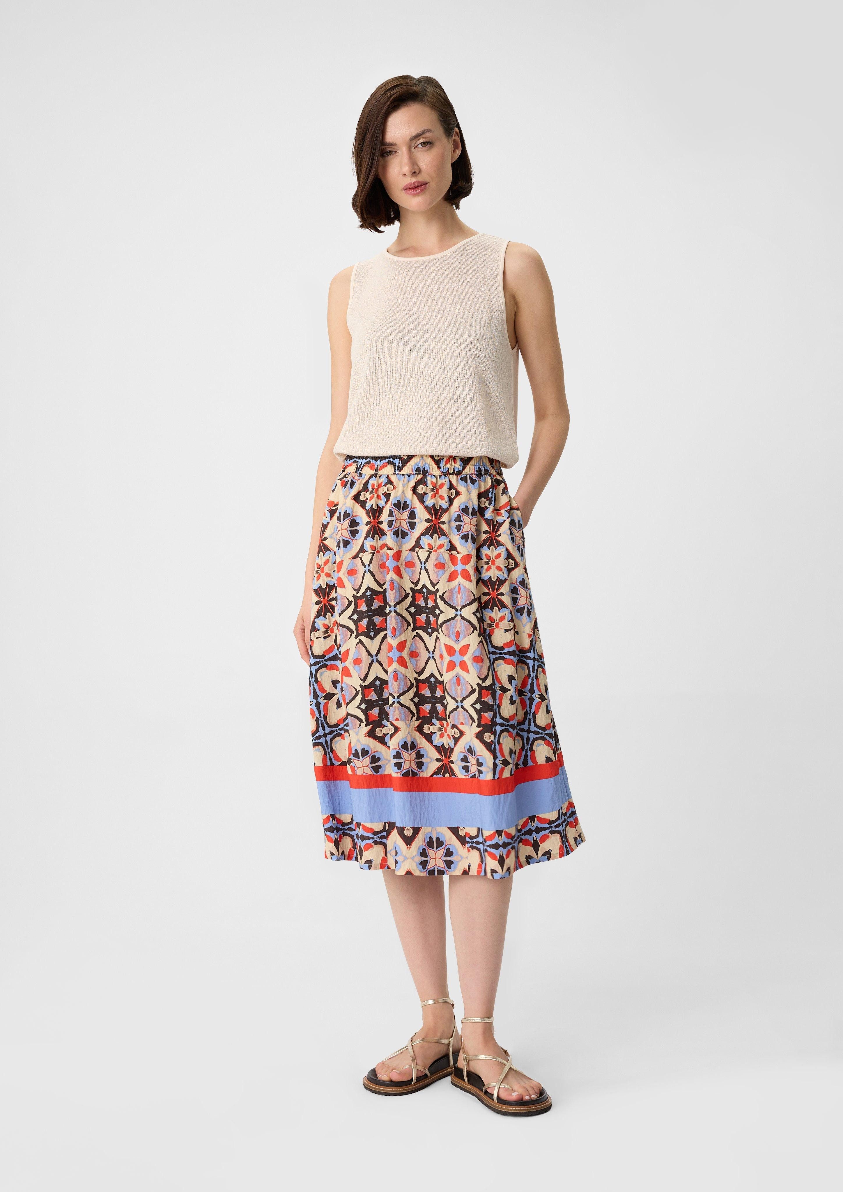 comma casual identity Maxirock Ausgestellter Midi-Rock aus Viskosemix mit All-over-Print