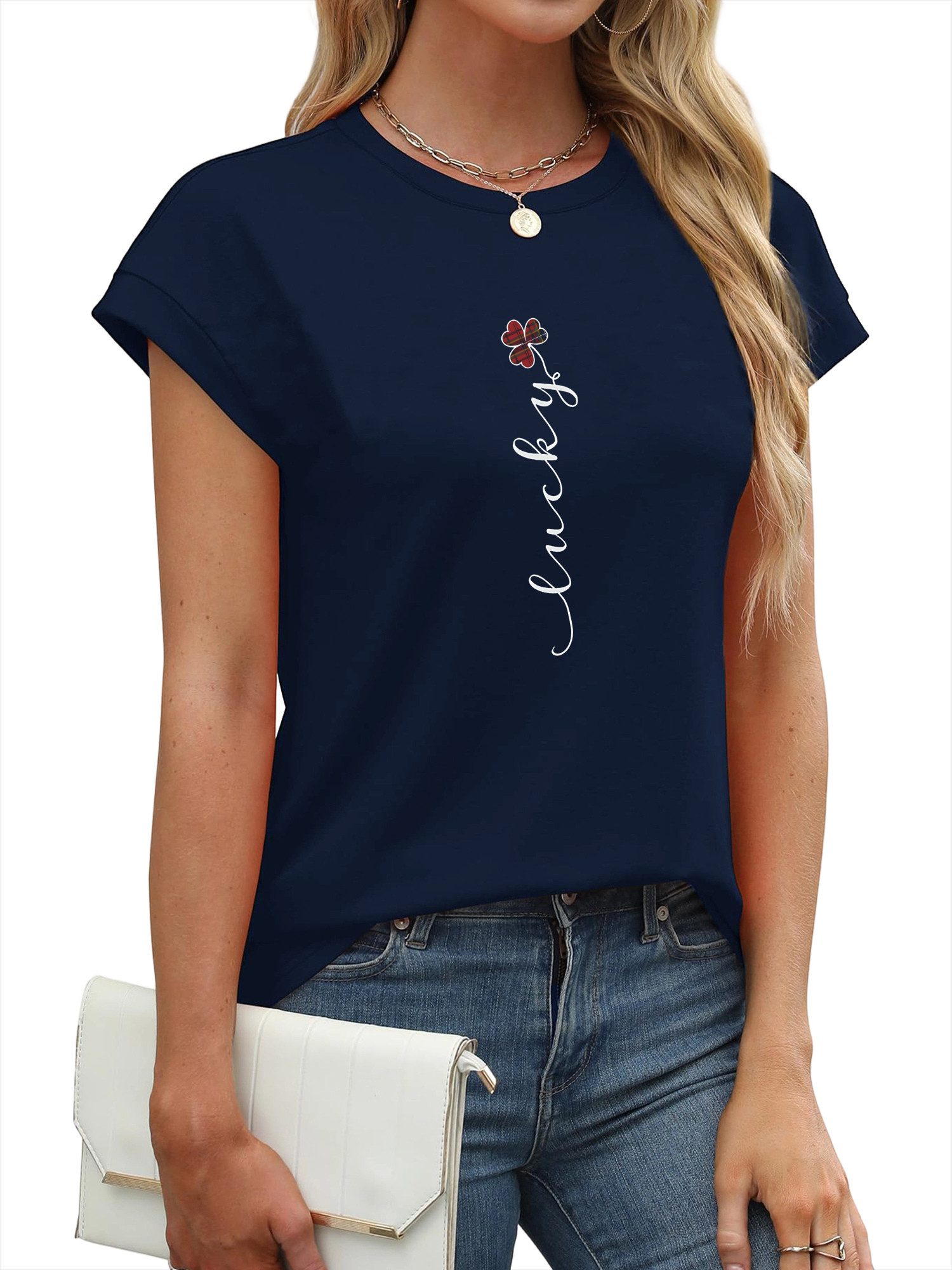 PYLIKE Kurzarmbluse Damen bequemes Sommer Casual Print-Shirt Kurzarm Lockere Carmenshirt Modische Outfits Business Strand Urlaub Blusen Kleidung