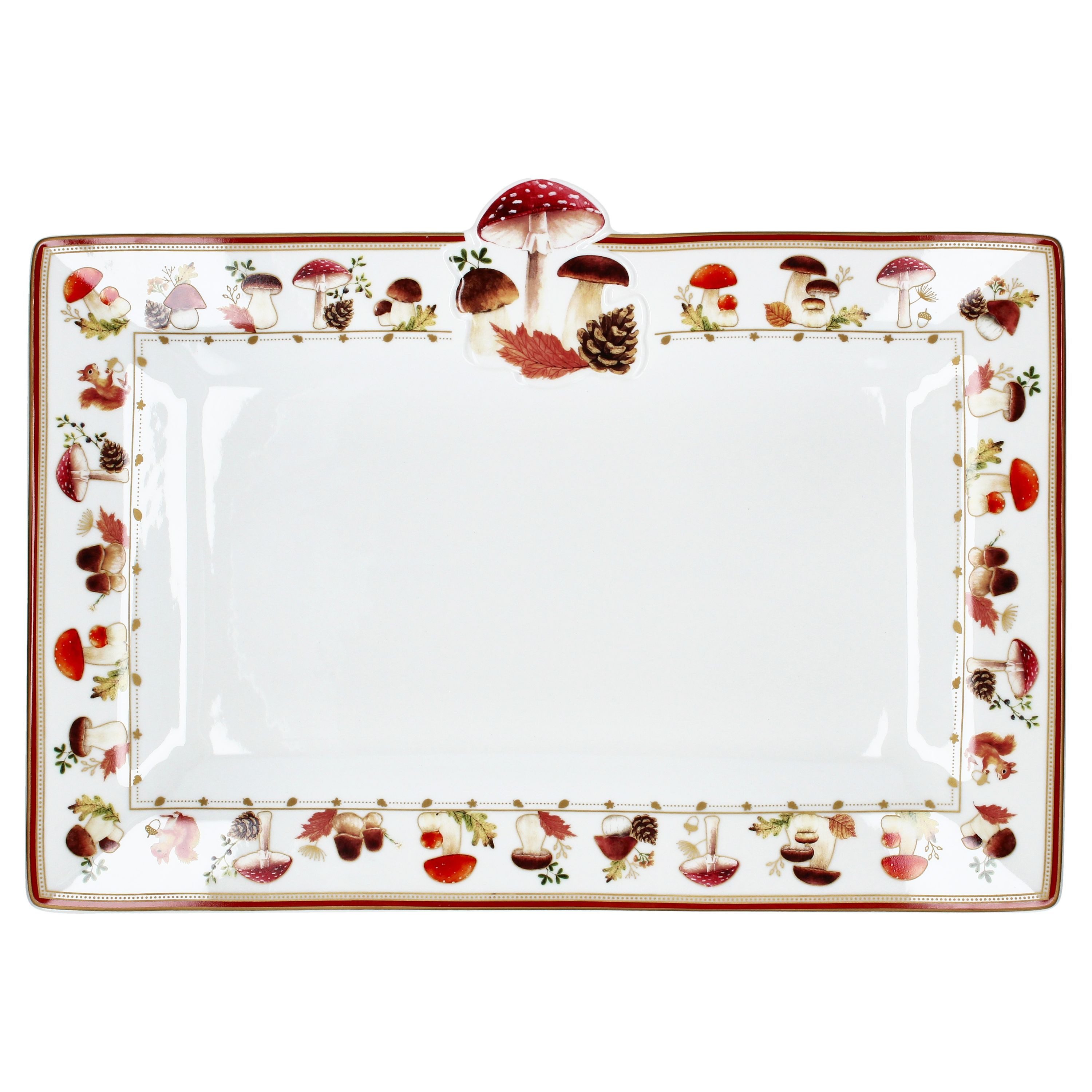 MamboCat Servierplatte Autumn Breeze Servierplatte 35x23cm Pilzdekor Porzellan Teller Herbst, Porzellan